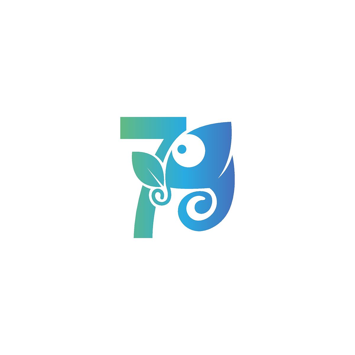 7号图标与变色龙标志设计模板
