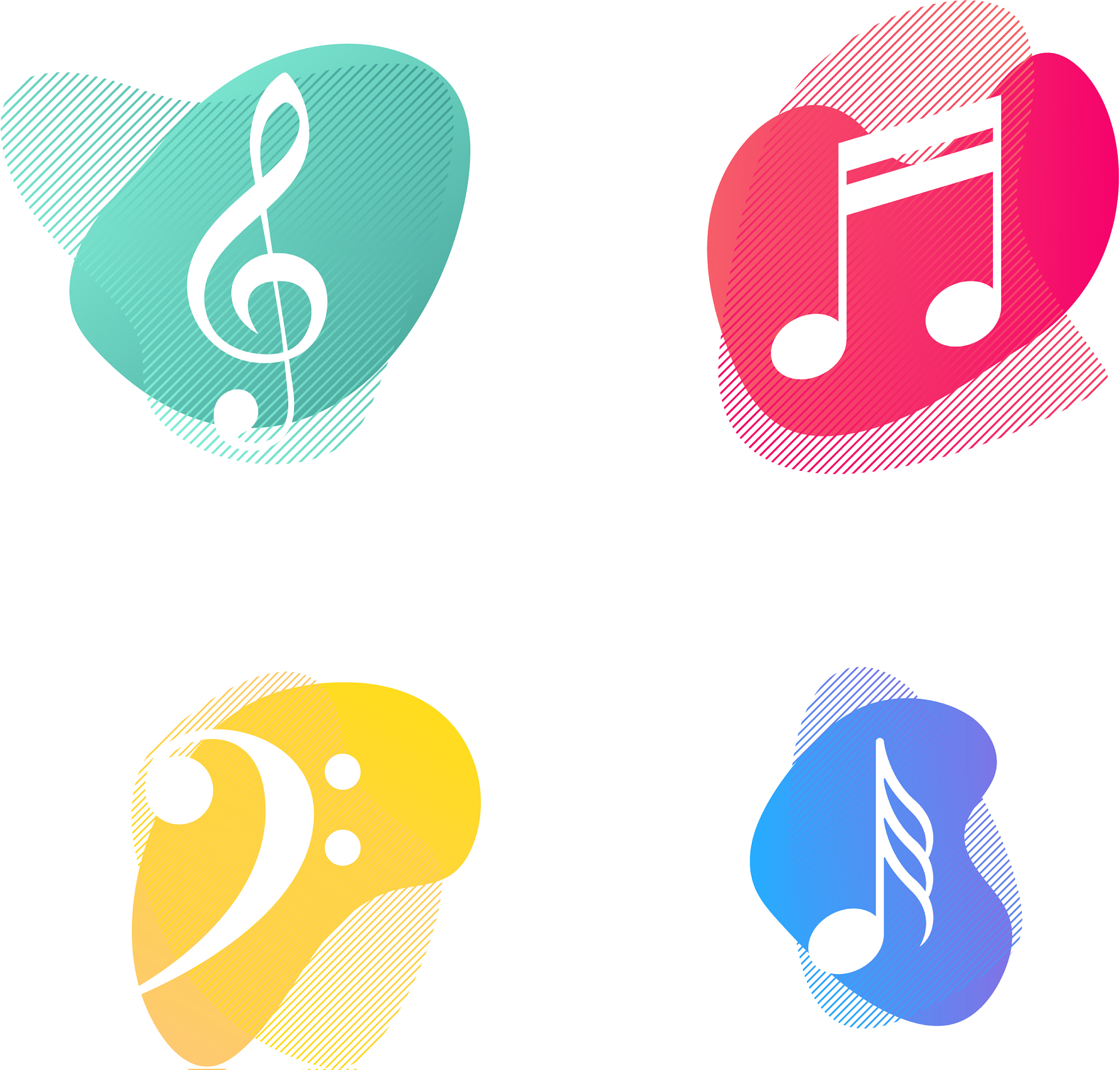 music notes and symbols colorful icons