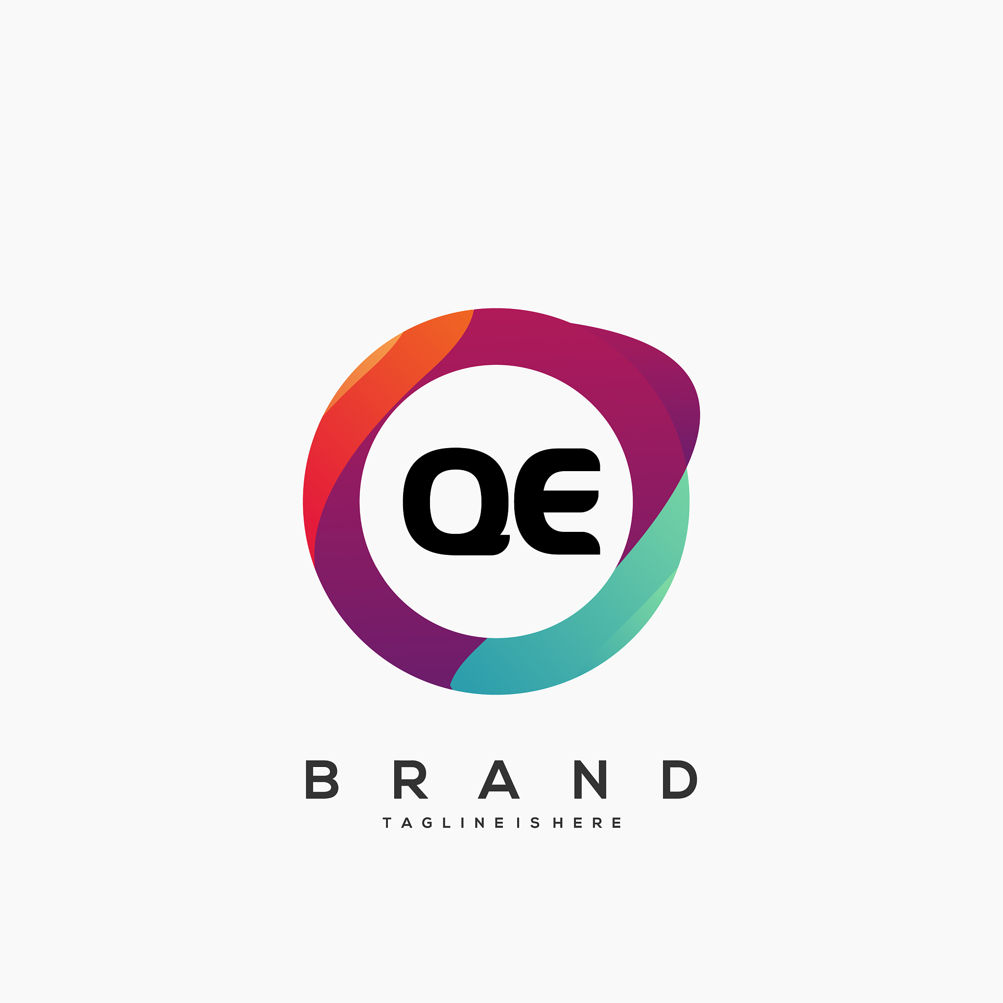 letter qe gradient color logo design