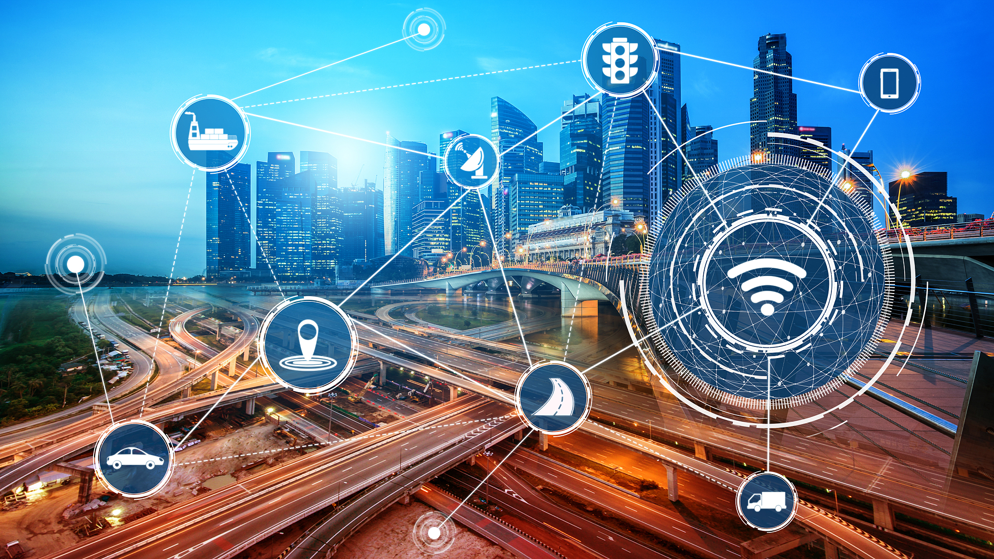 smart transport technology concept for future car traffic on roa