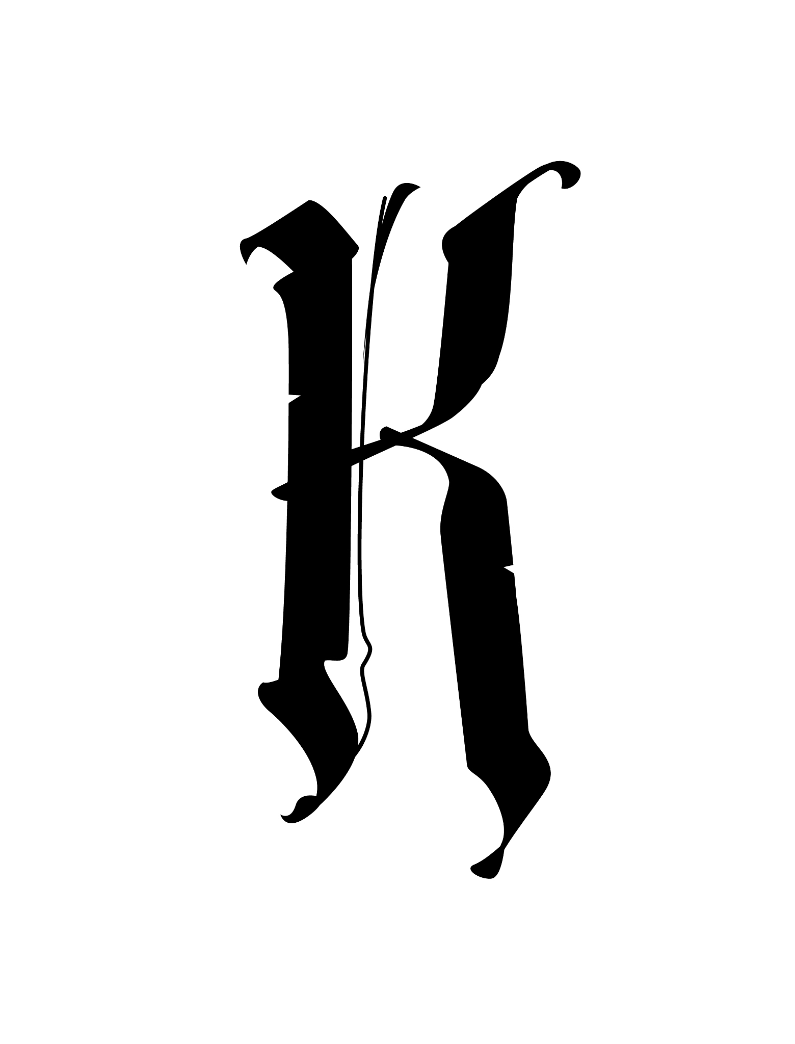 letter k in gothic style alphabet the symbol