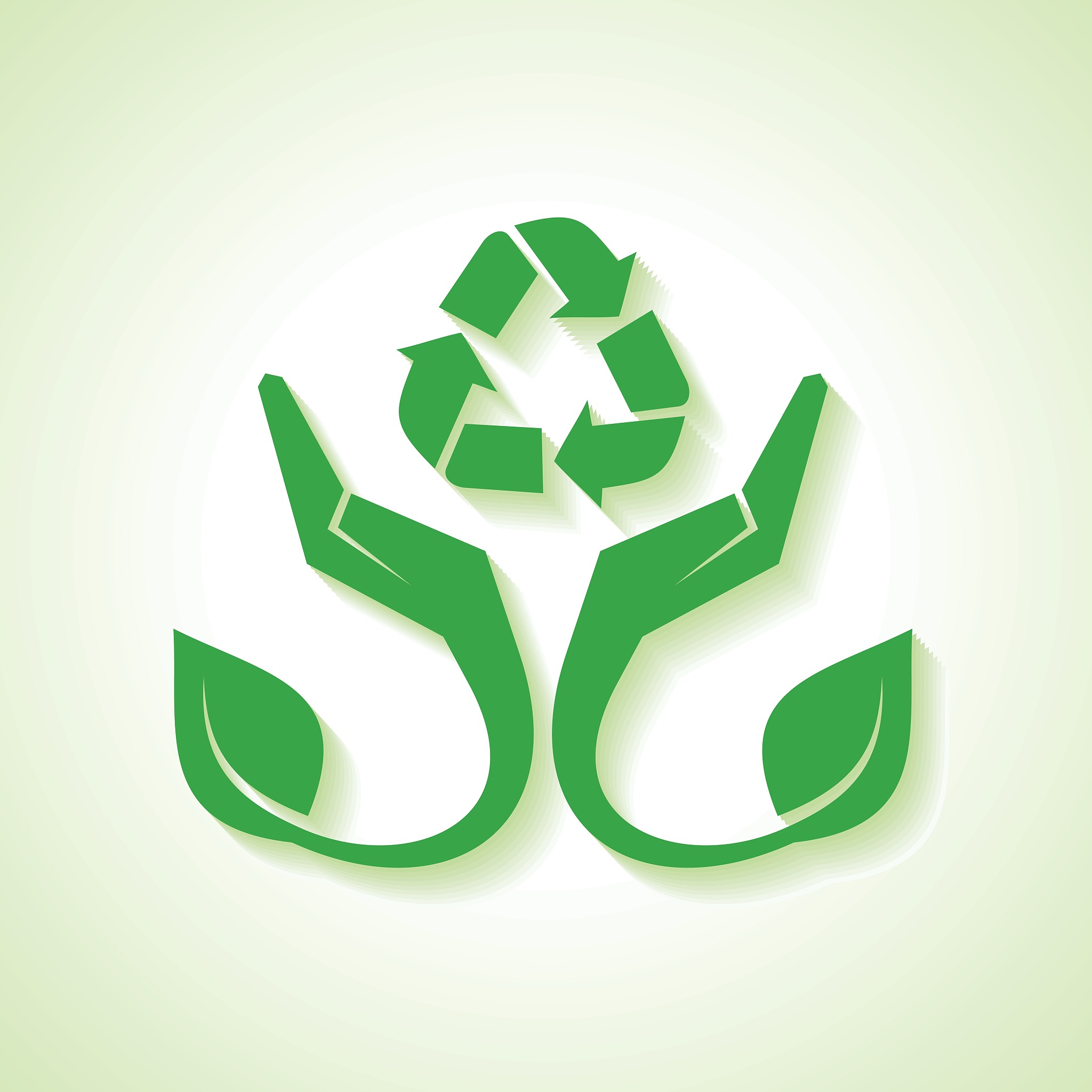 save nature concept with leaf and hand - vector illustration