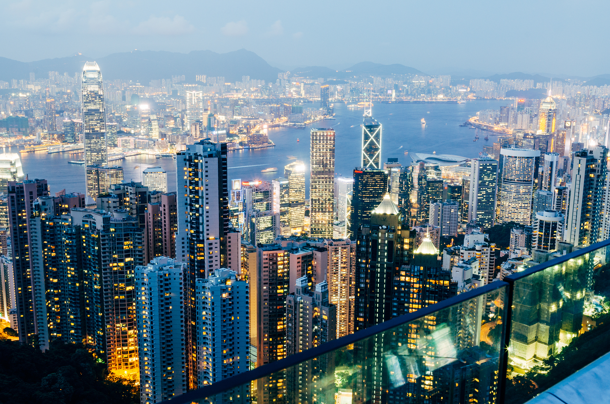hong kong. beautiful view from the top of victoria to the skyscr