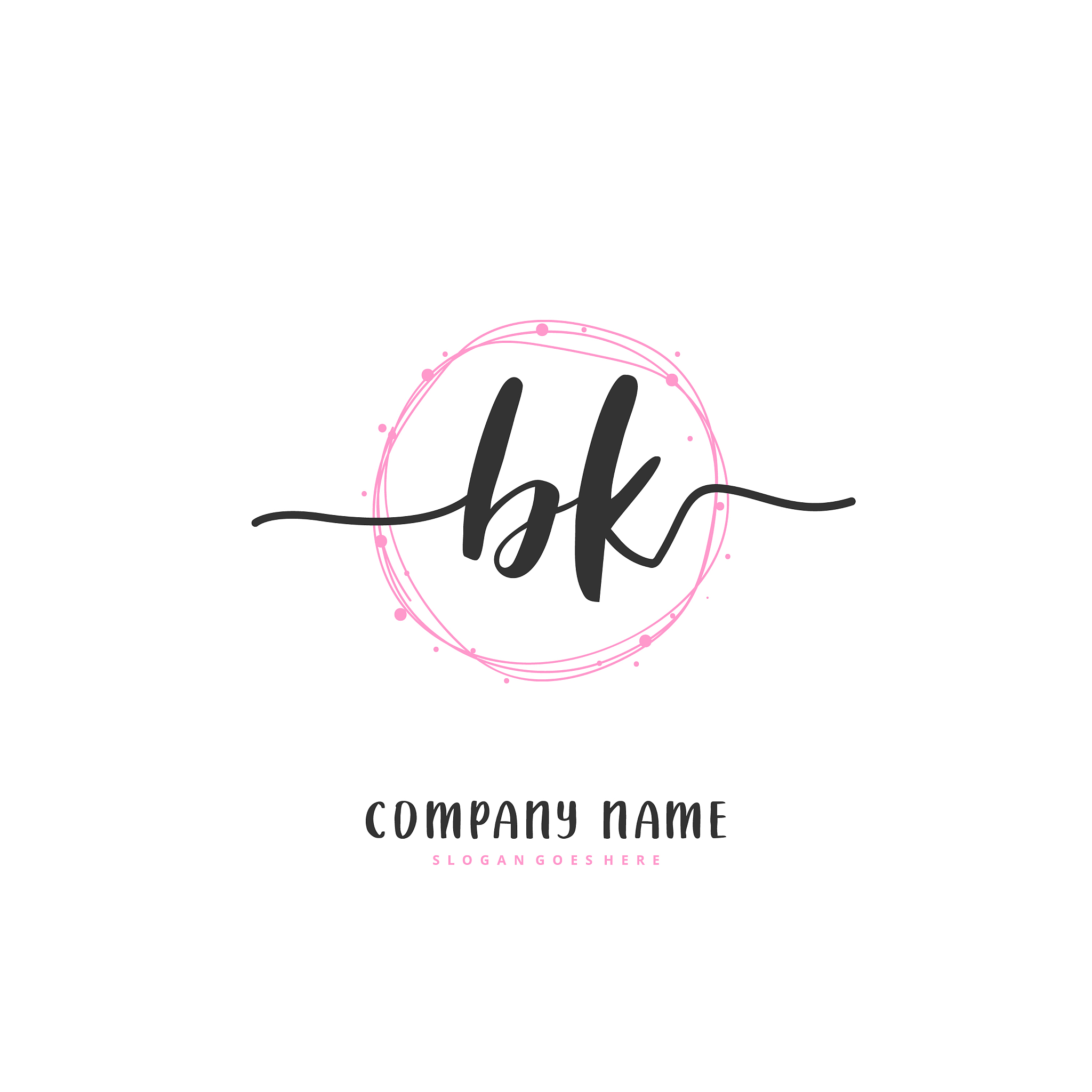 b k bk initial handwriting and signature logo