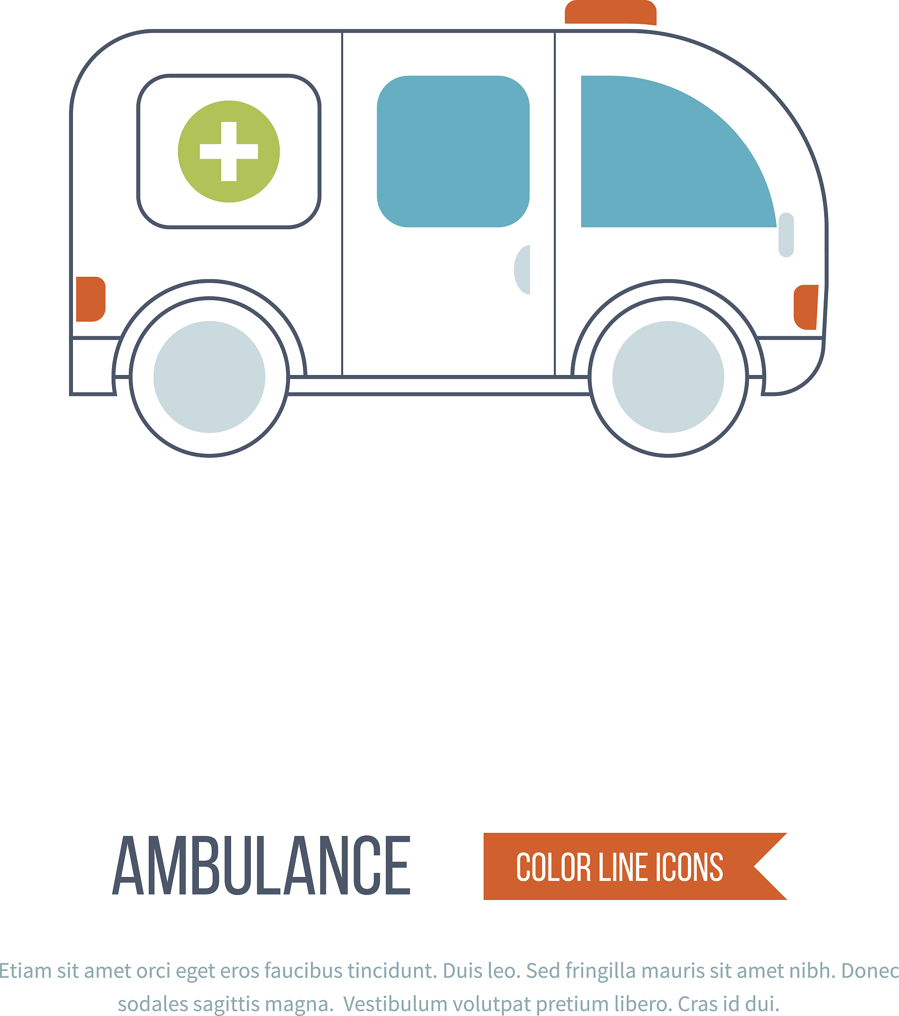 ambulance car icon in flat design style
