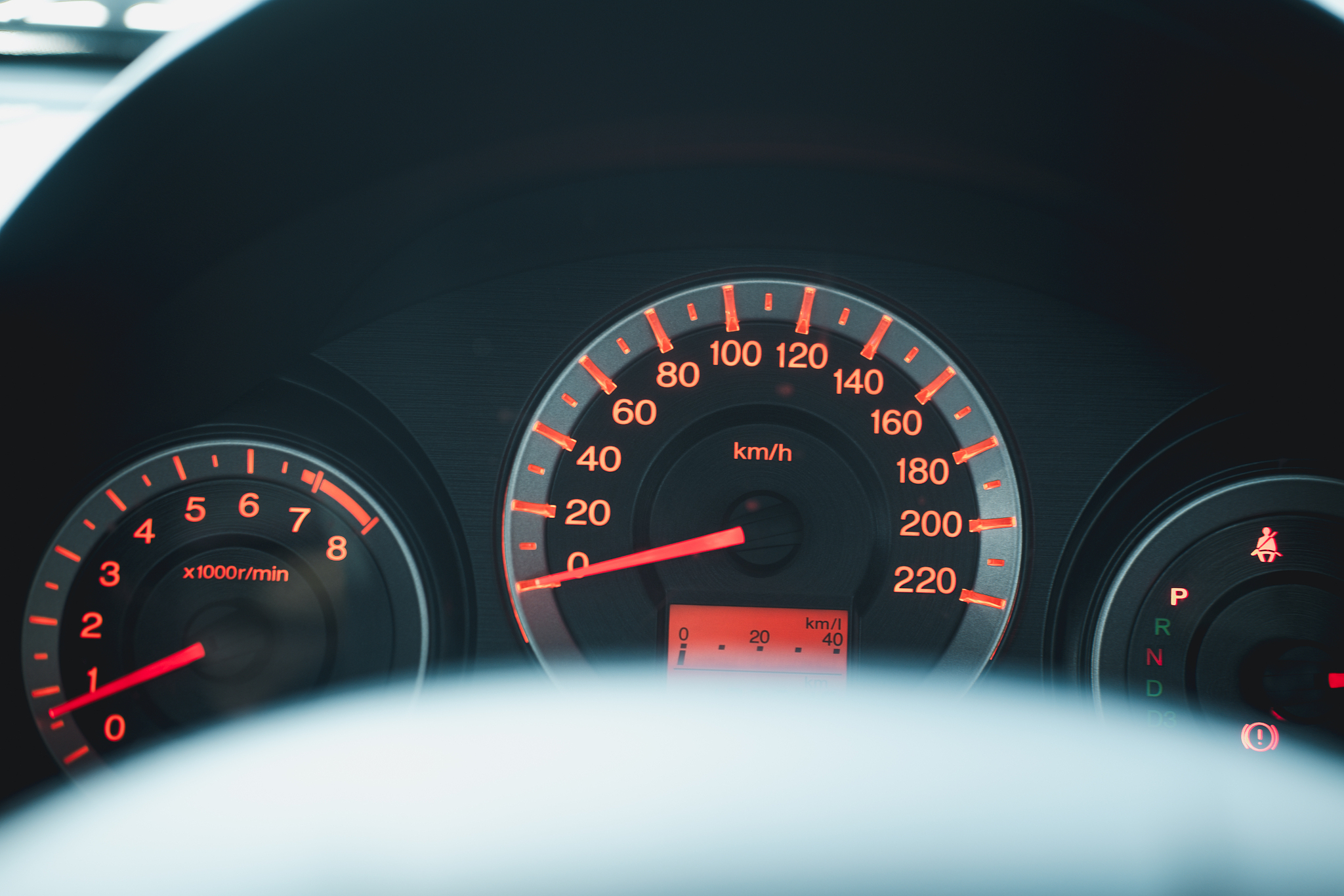 close up dashboard of mileage car