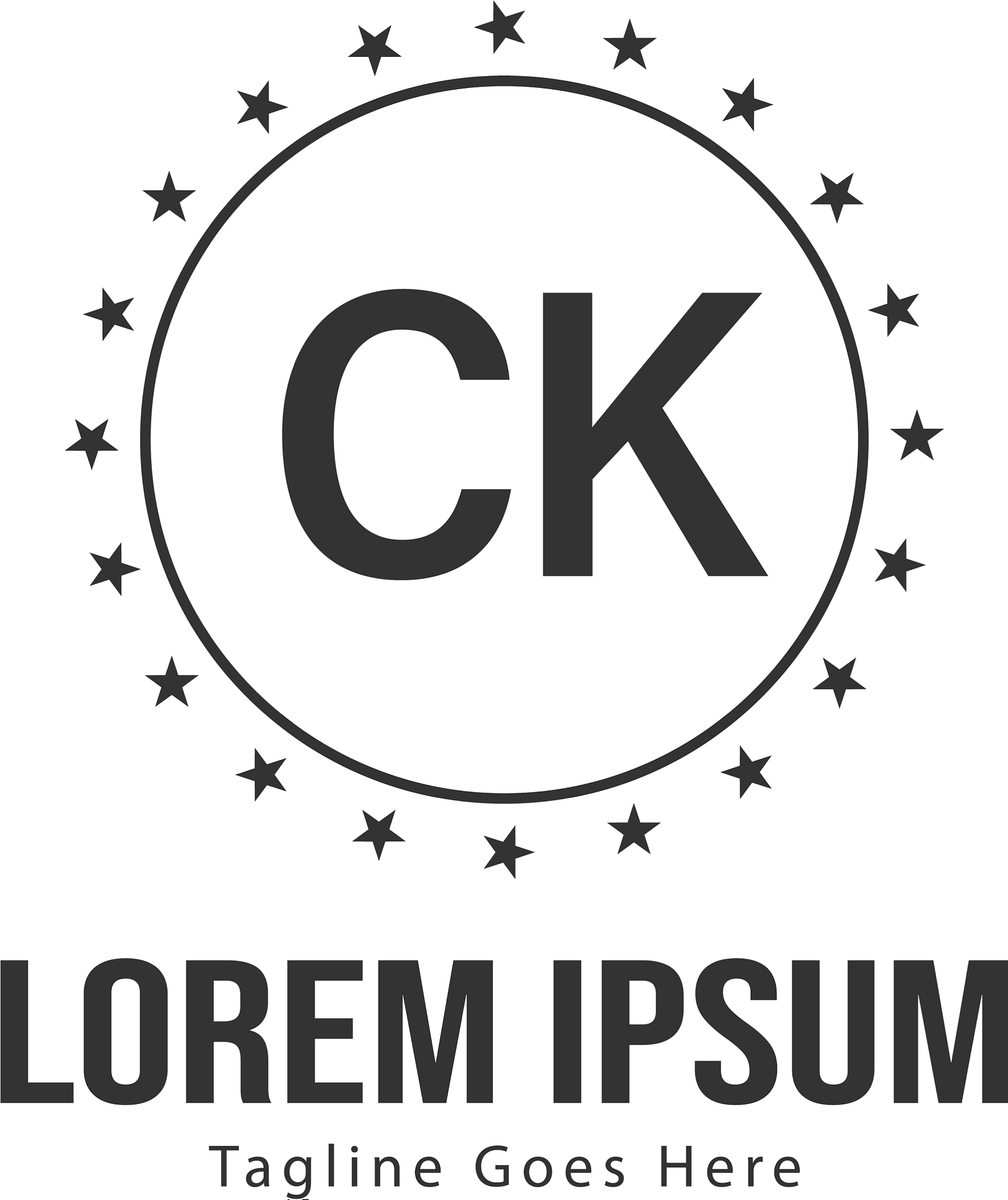 initial ck logo template with modern frame