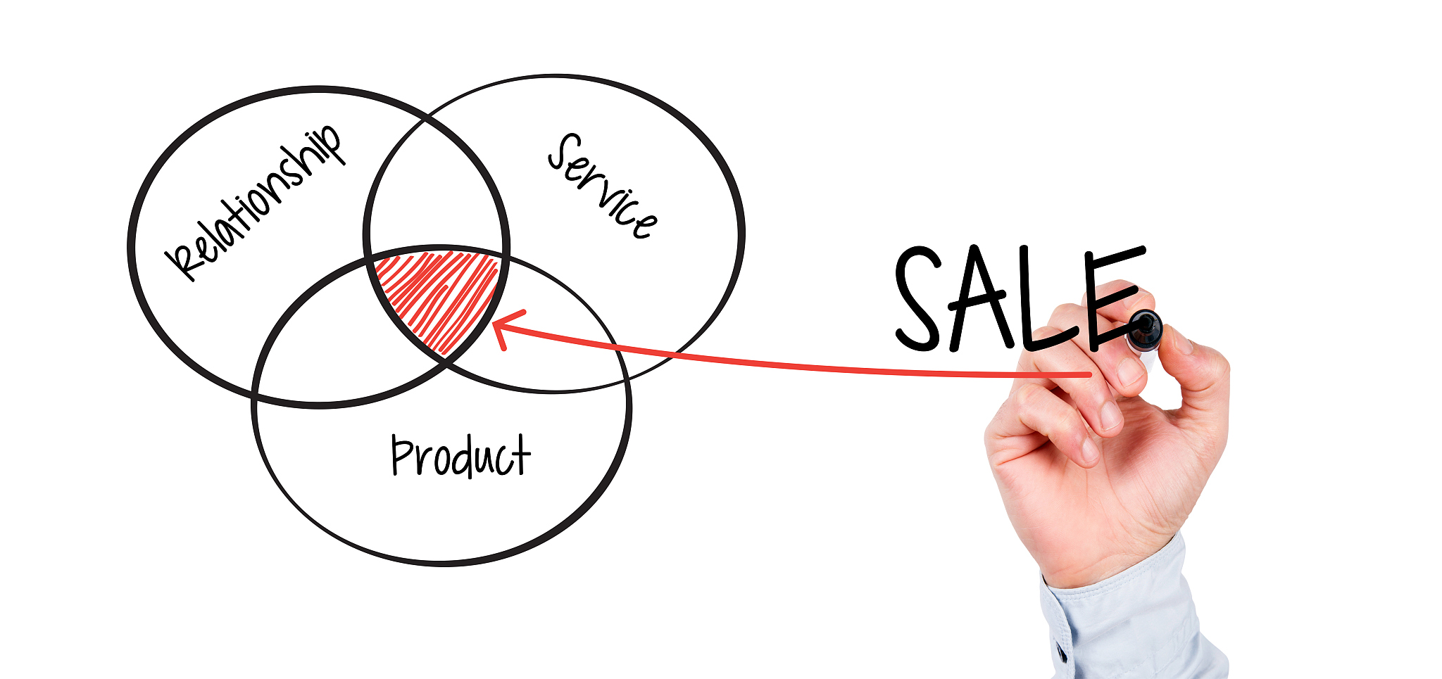 hand drawing sale concept pie chart on whiteboard