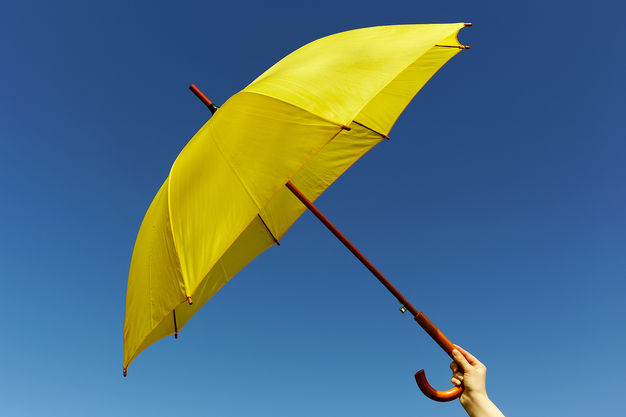 yellow umbrella on the sky