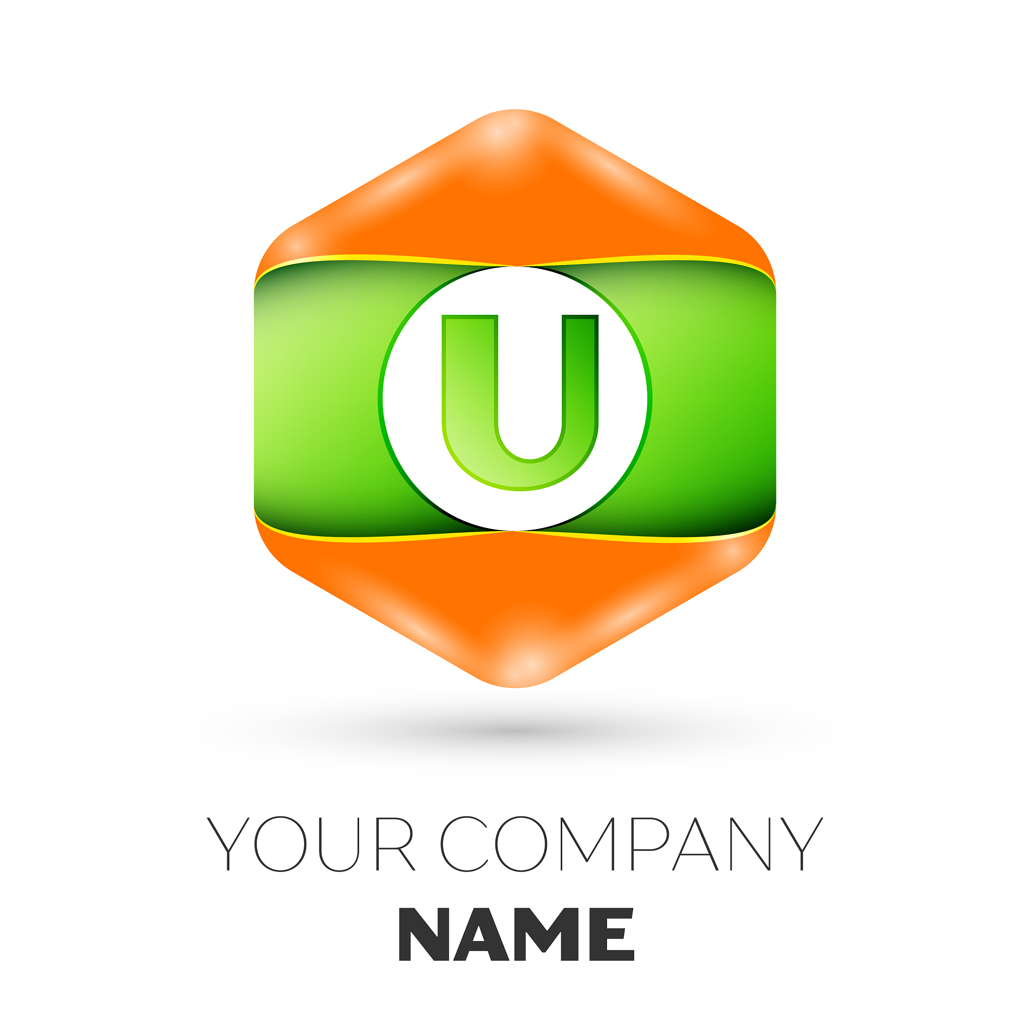 letter u logo in the colorful hexagonal