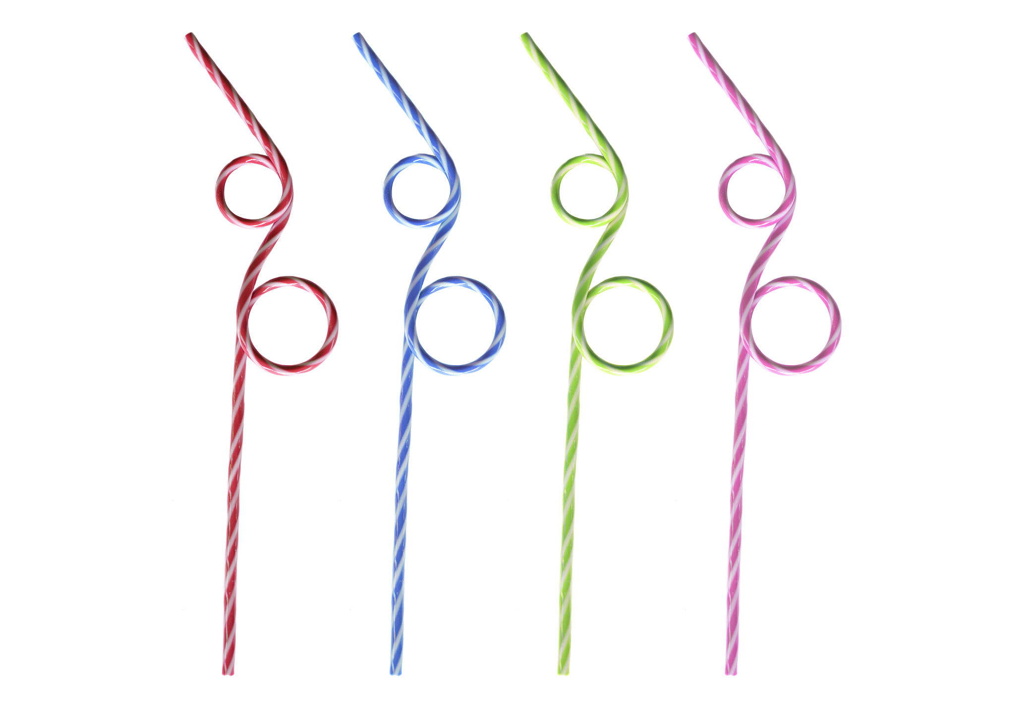 straws for a cocktail on a white background in different colors