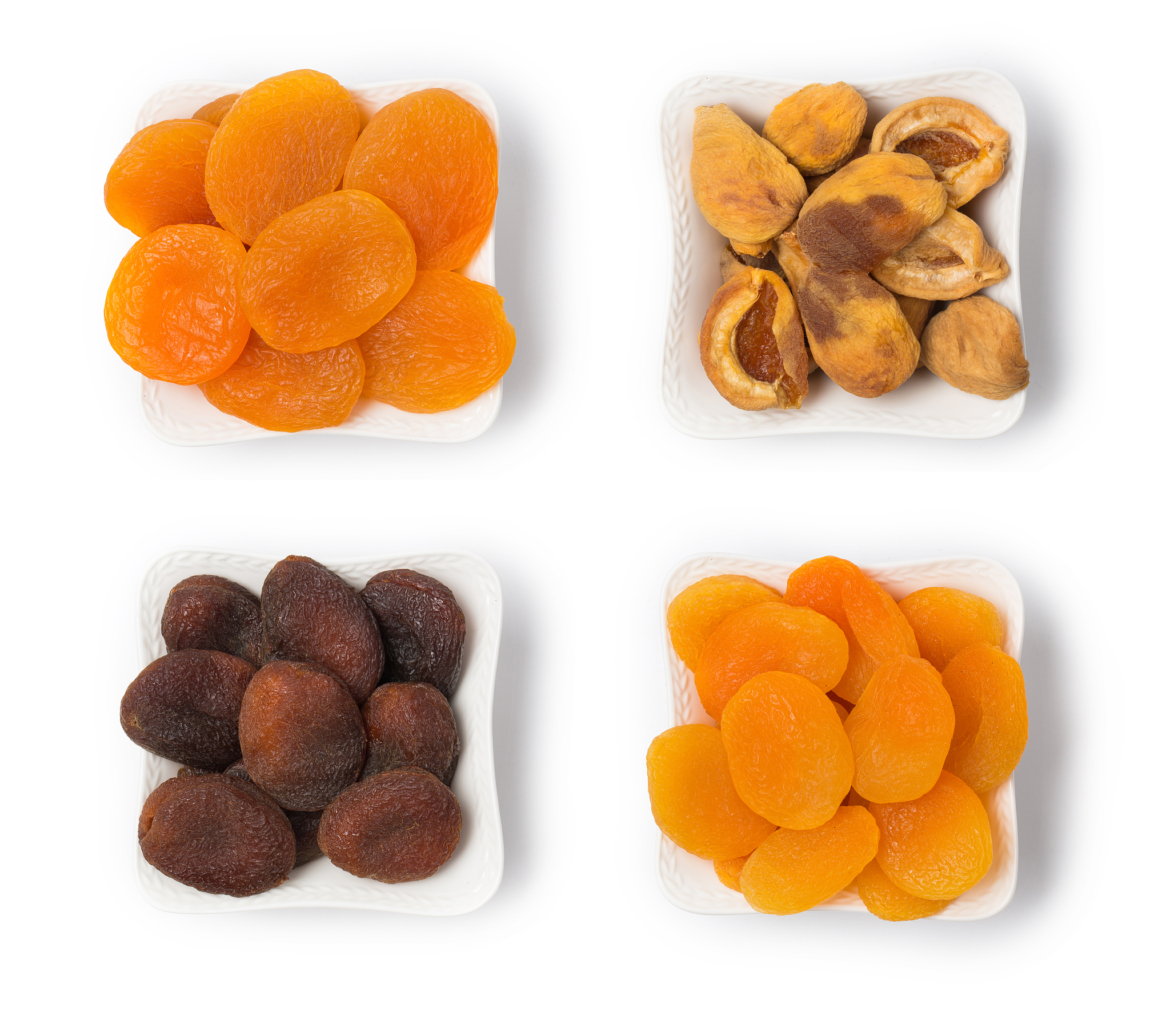 dried apricots isolated on white in studio