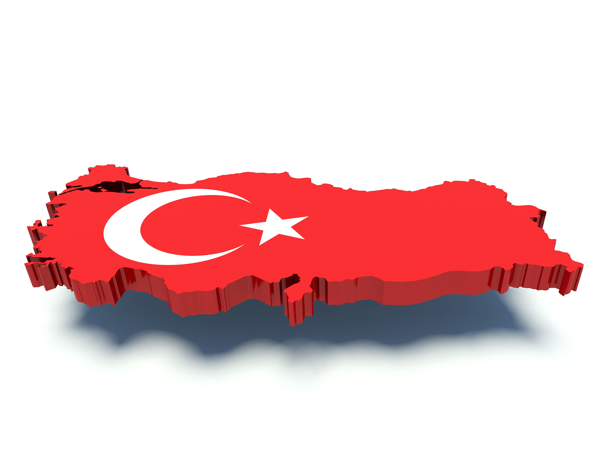 map of turkey with flag colors. 3d render illustration.