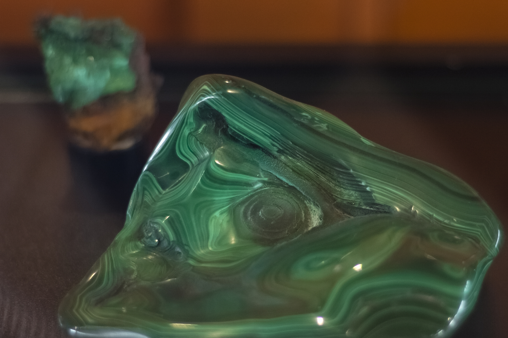 green malachite. an ancient, fragile ornamental stone that bring