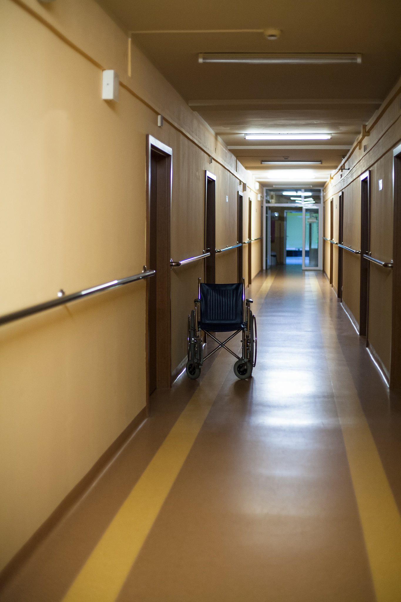 wheelchair at a hospital corridor