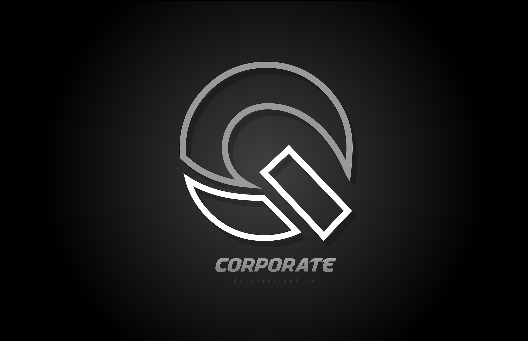 black and white line company business q letter