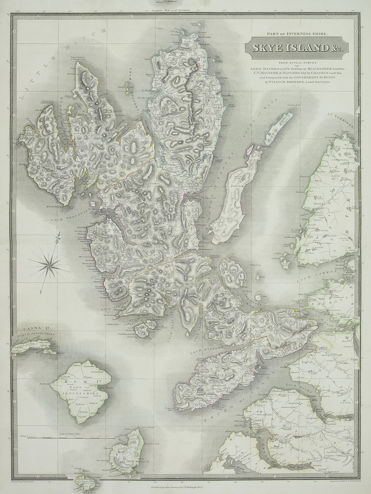 antique map of skye island in scotland
