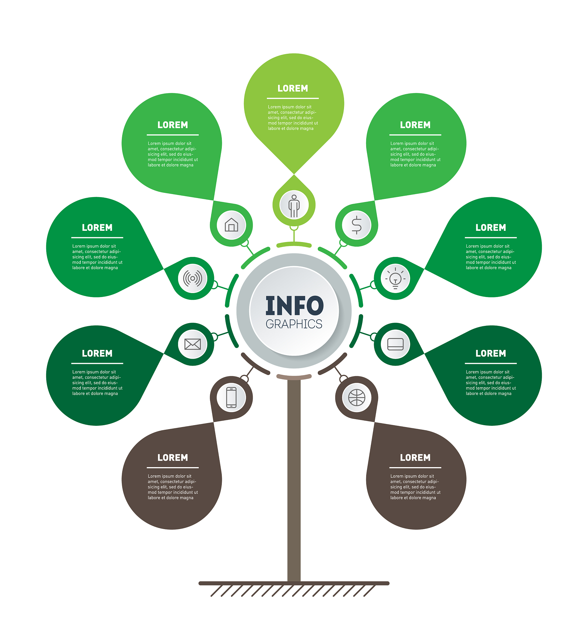 vertical infographics tree of development and