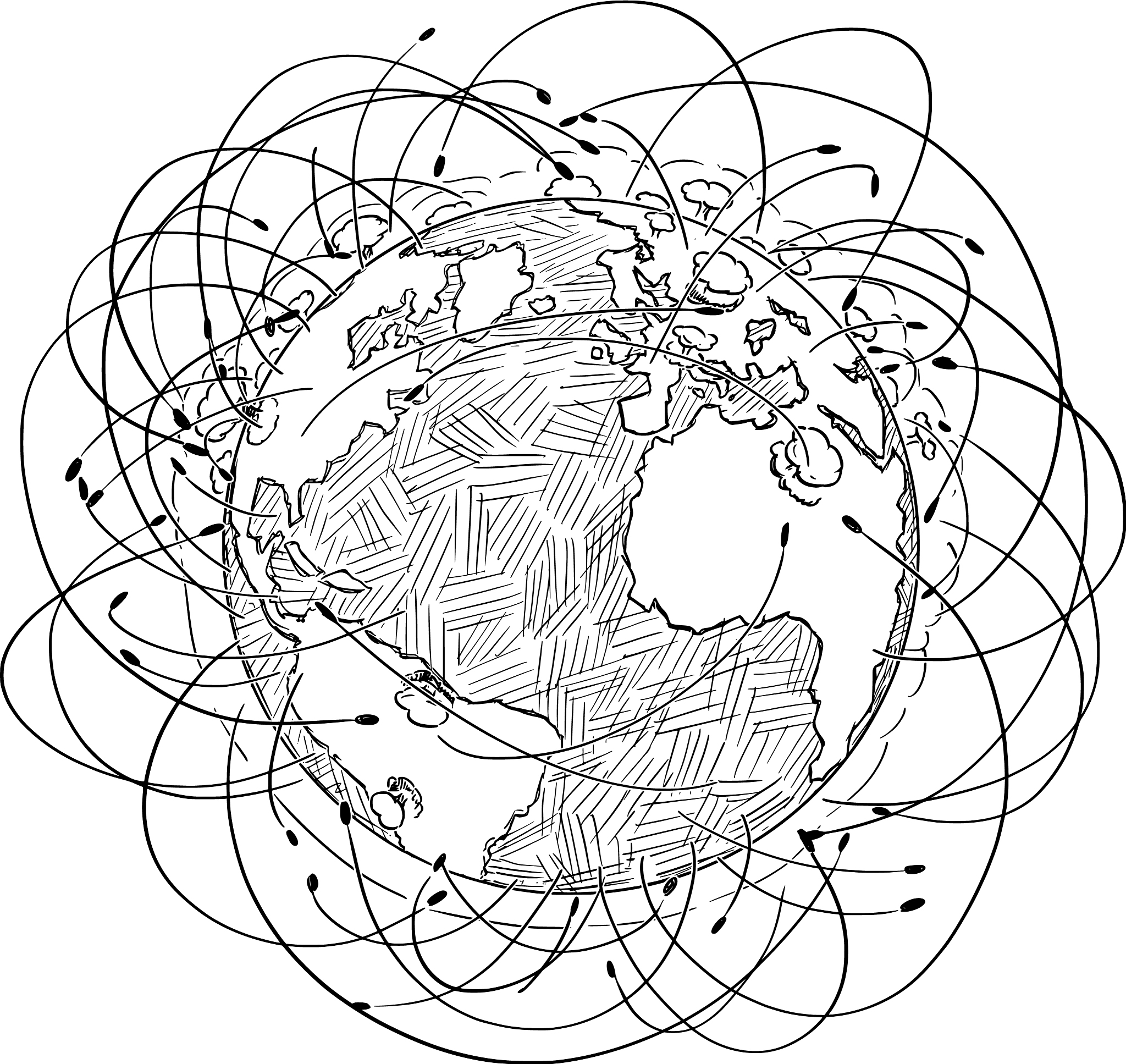 cartoon planet earth surrounded nuclear