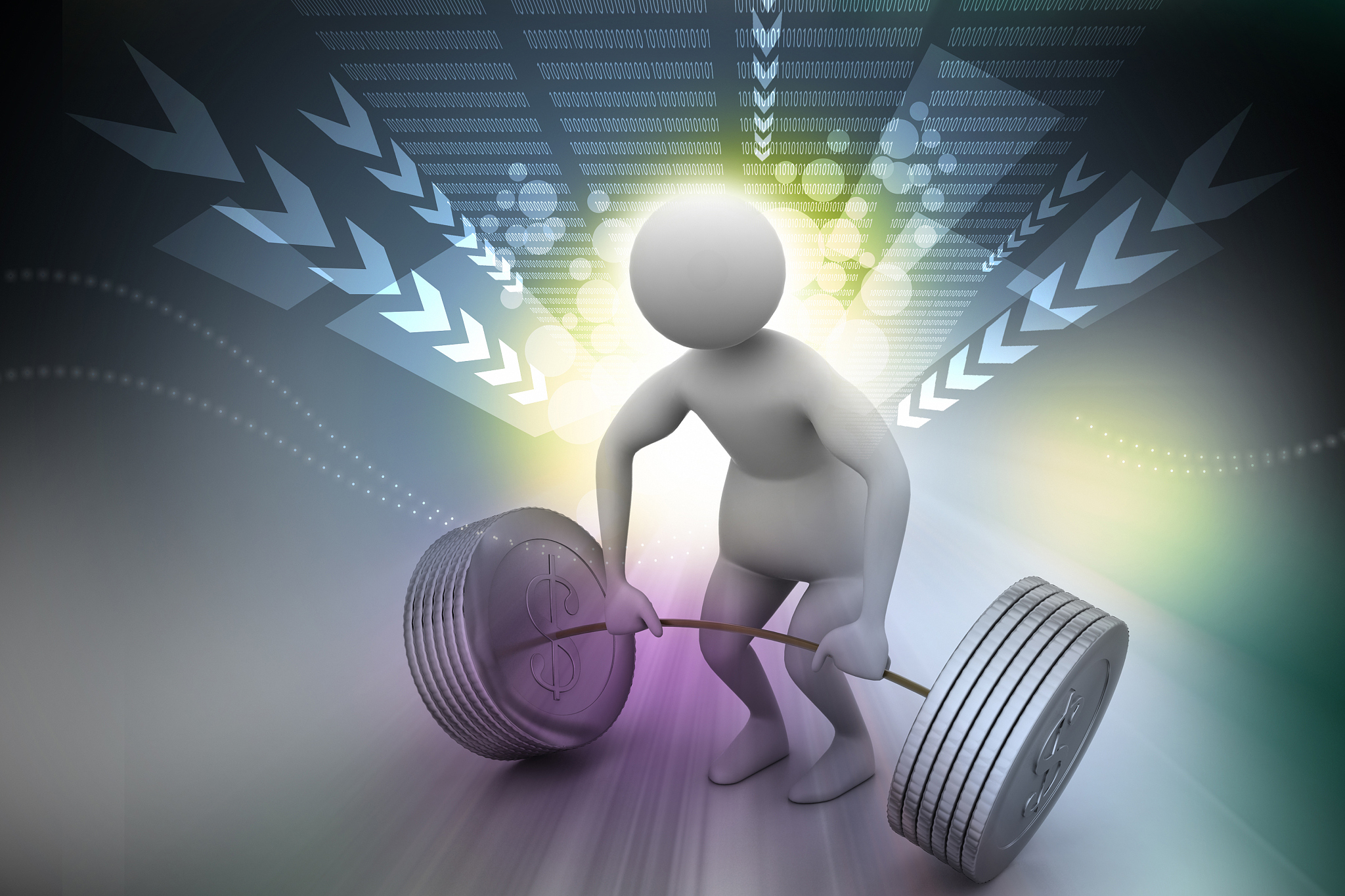 3d man lifting weights