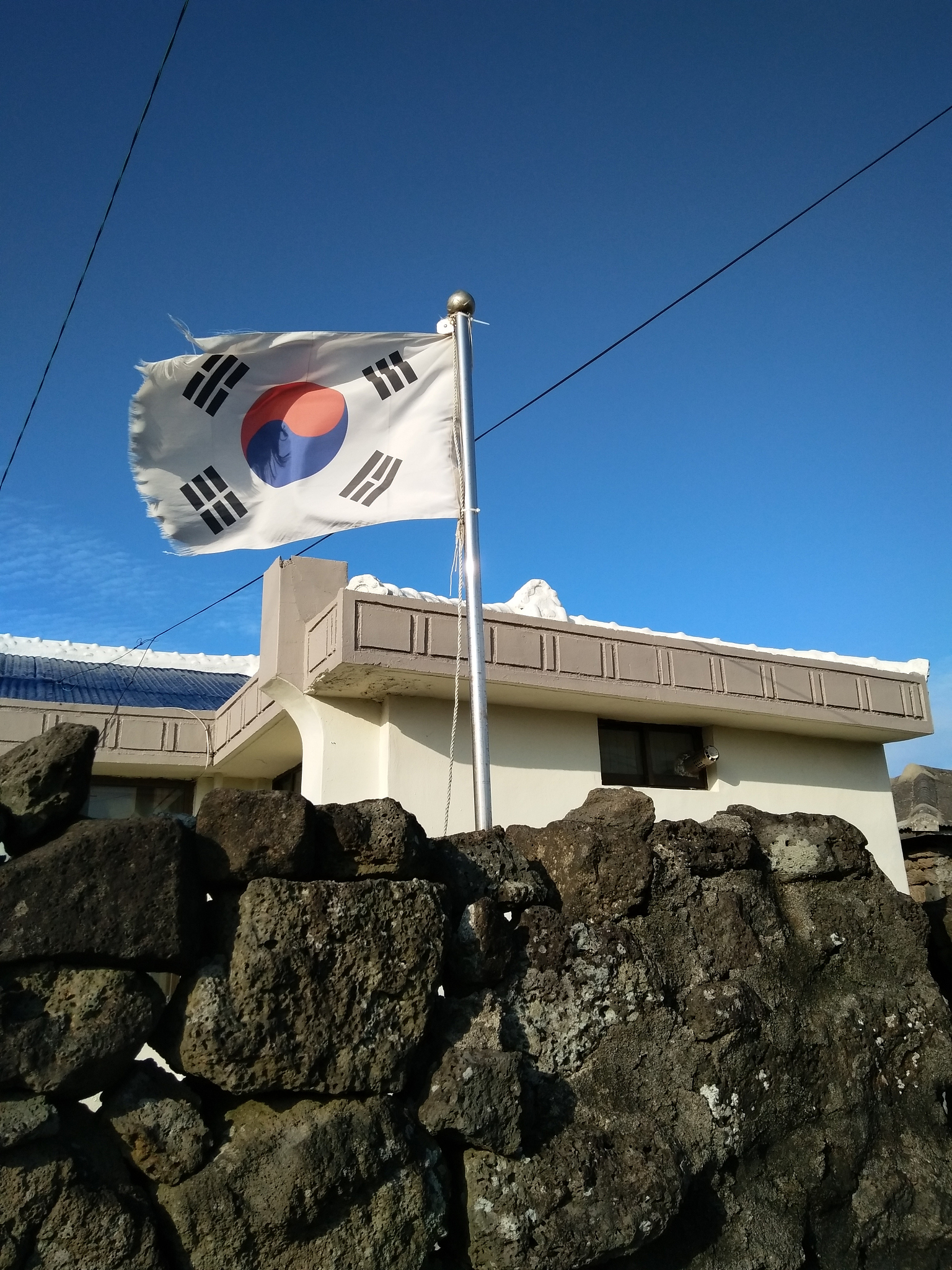 low angle view of flag against sky