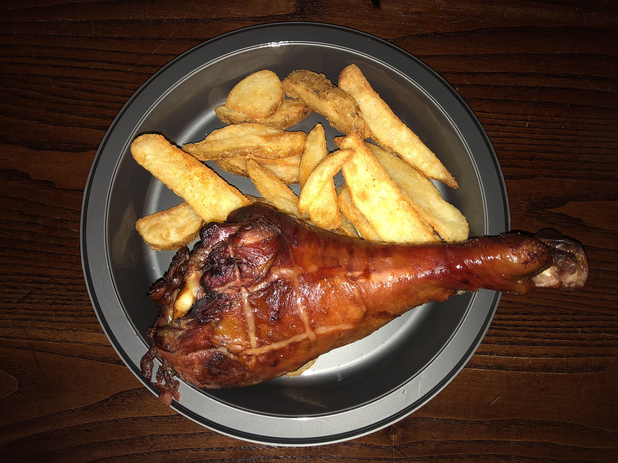 roasted turkey leg and steak fries