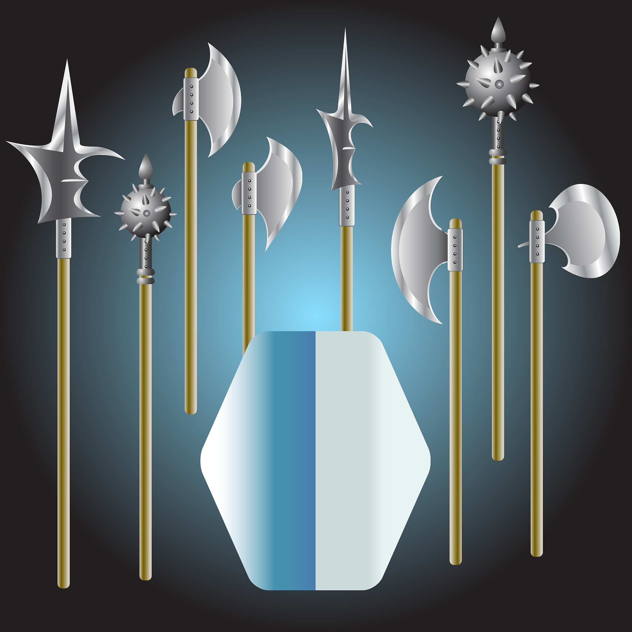 medieval weapons and shield