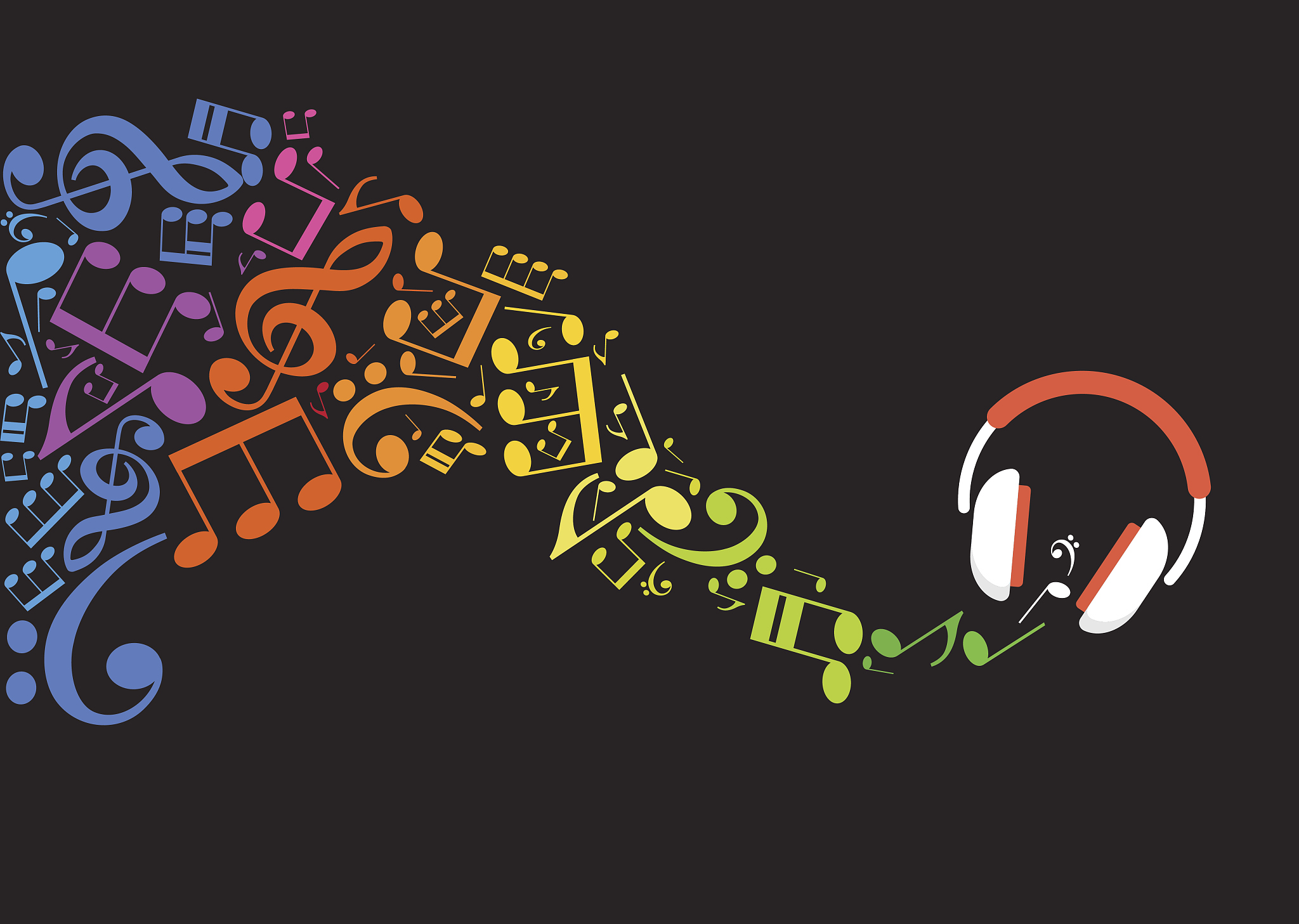 music background with headphones and musical notes