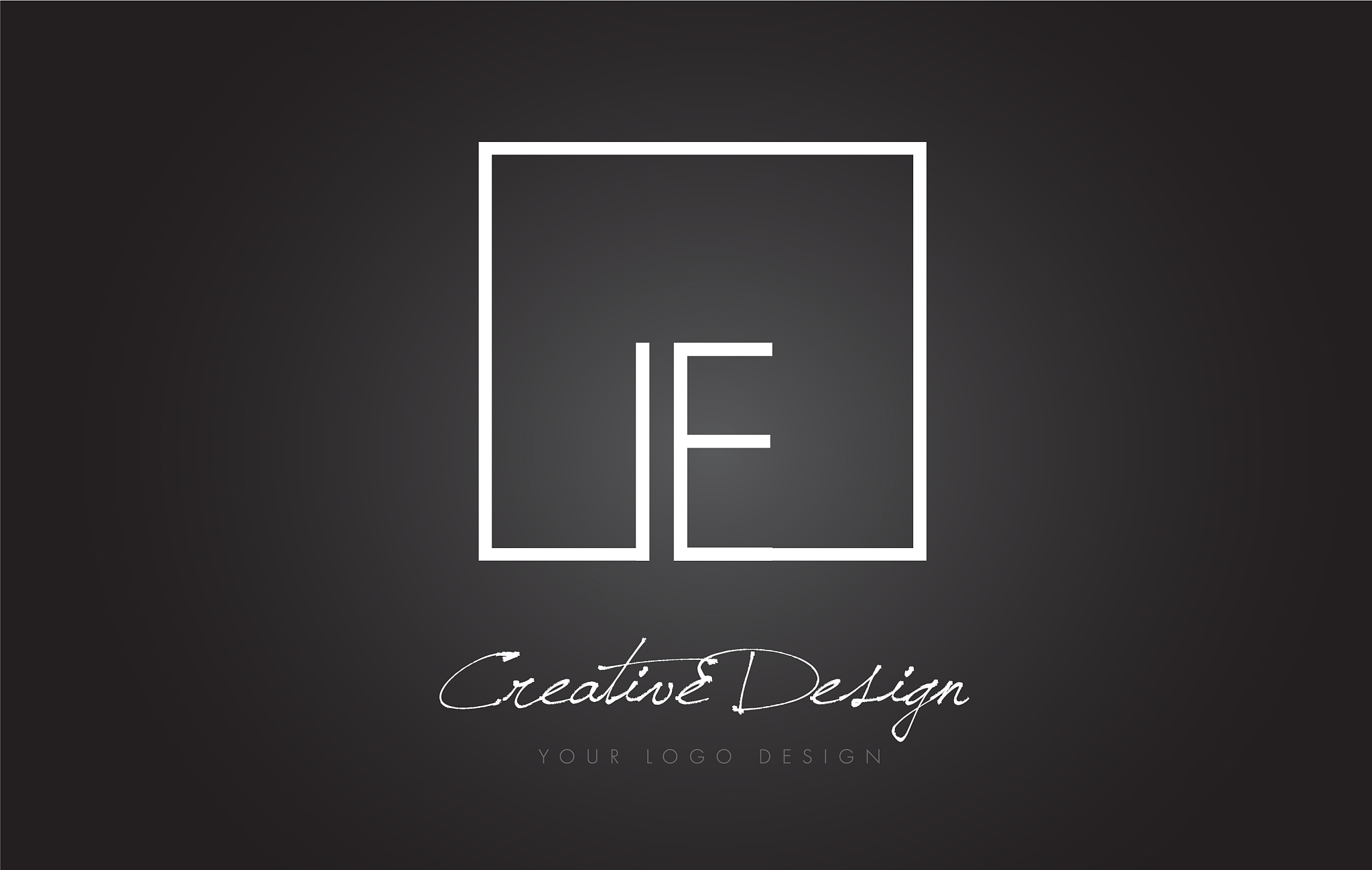 ie square frame letter logo design with black and