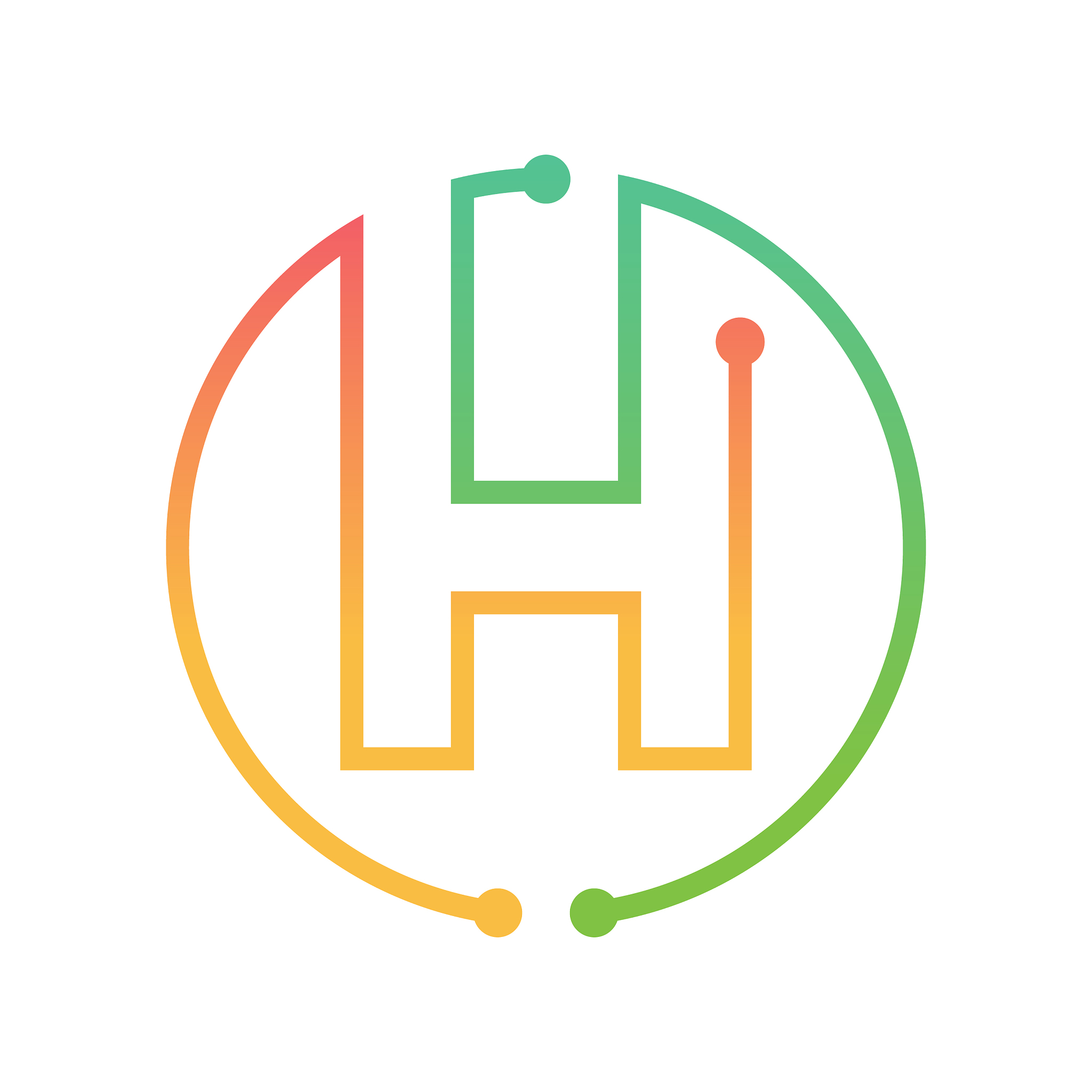 letter h logo circle shape colorful technology