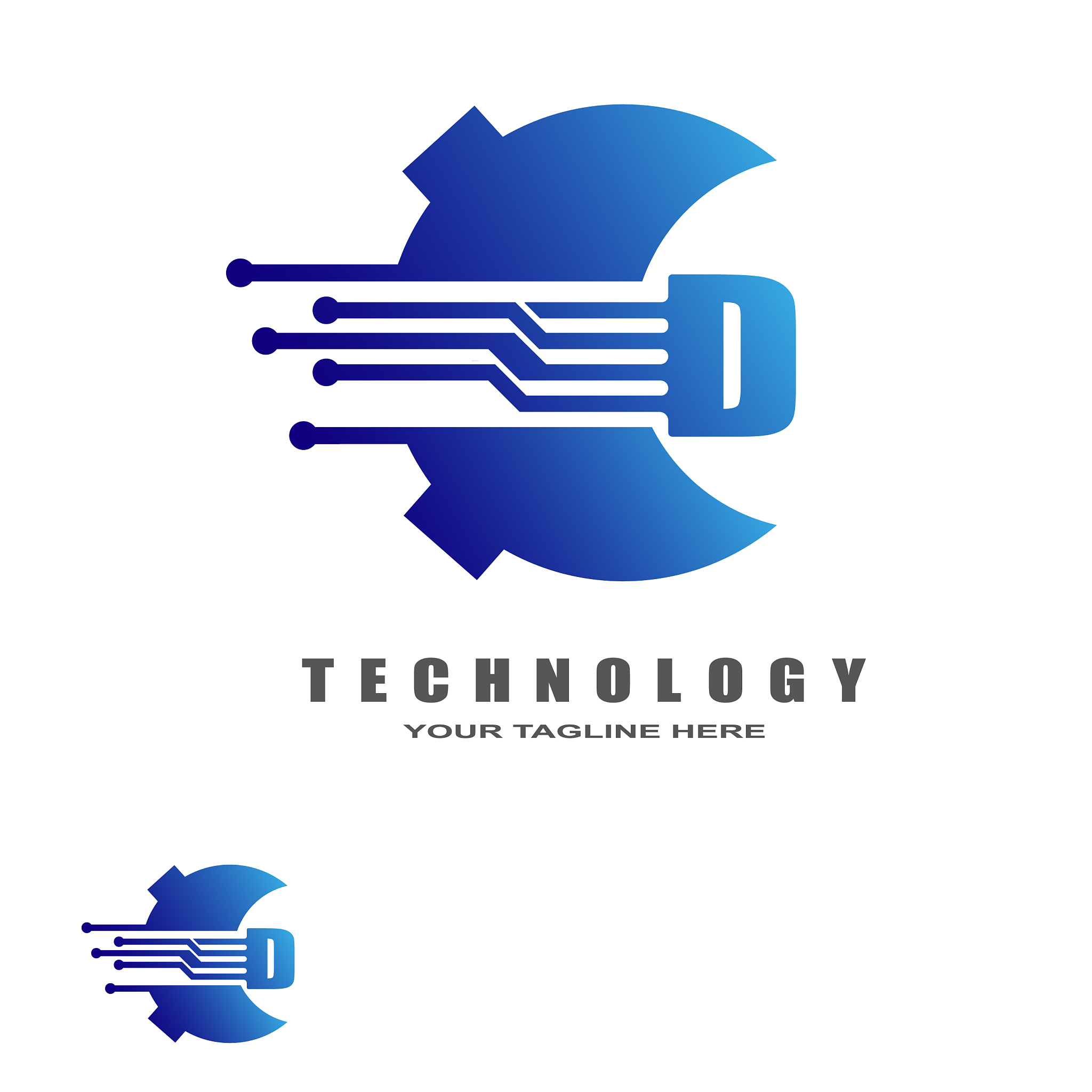 芯片科技Logo设计：蓝色、无衬线字体，现代未来感 - 微雨辰