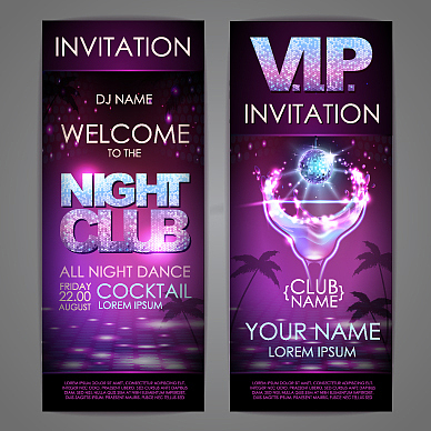 set of disco background banners cocktail night