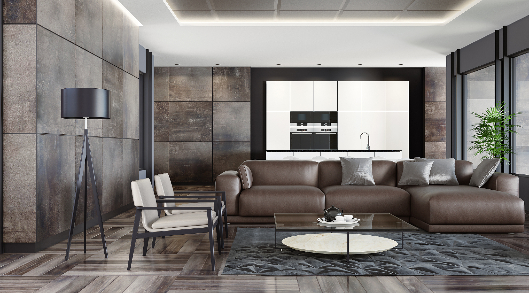 modern dark stone home interior
