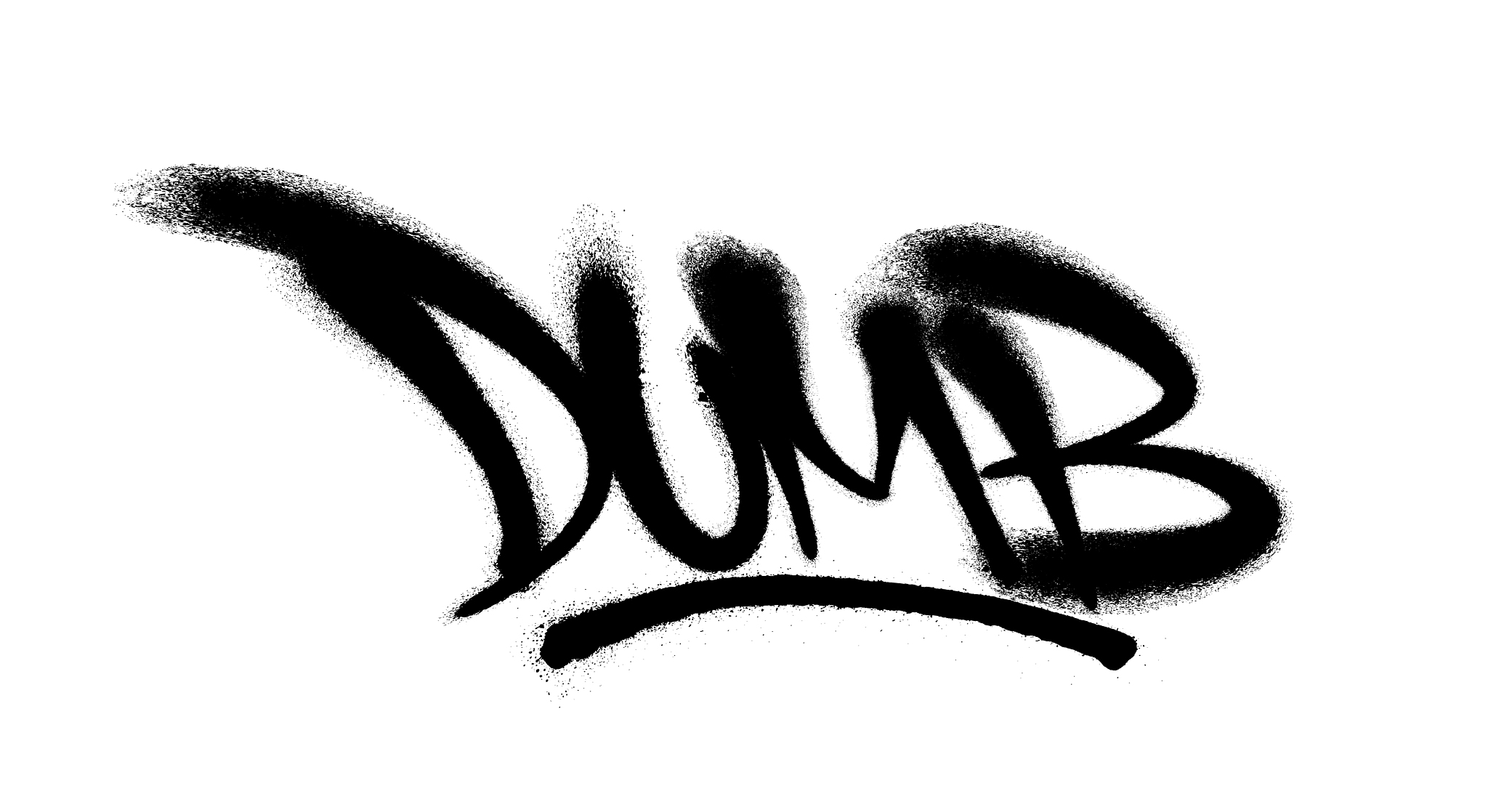 sprayed dumb font graffiti with overspray in black