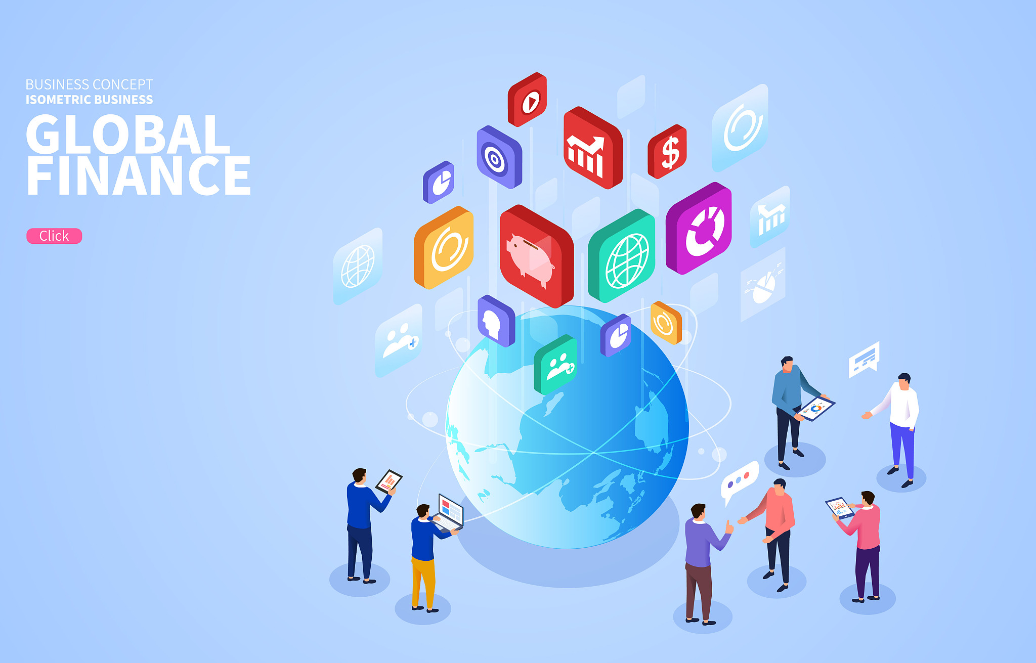 isometric global business connection development and information