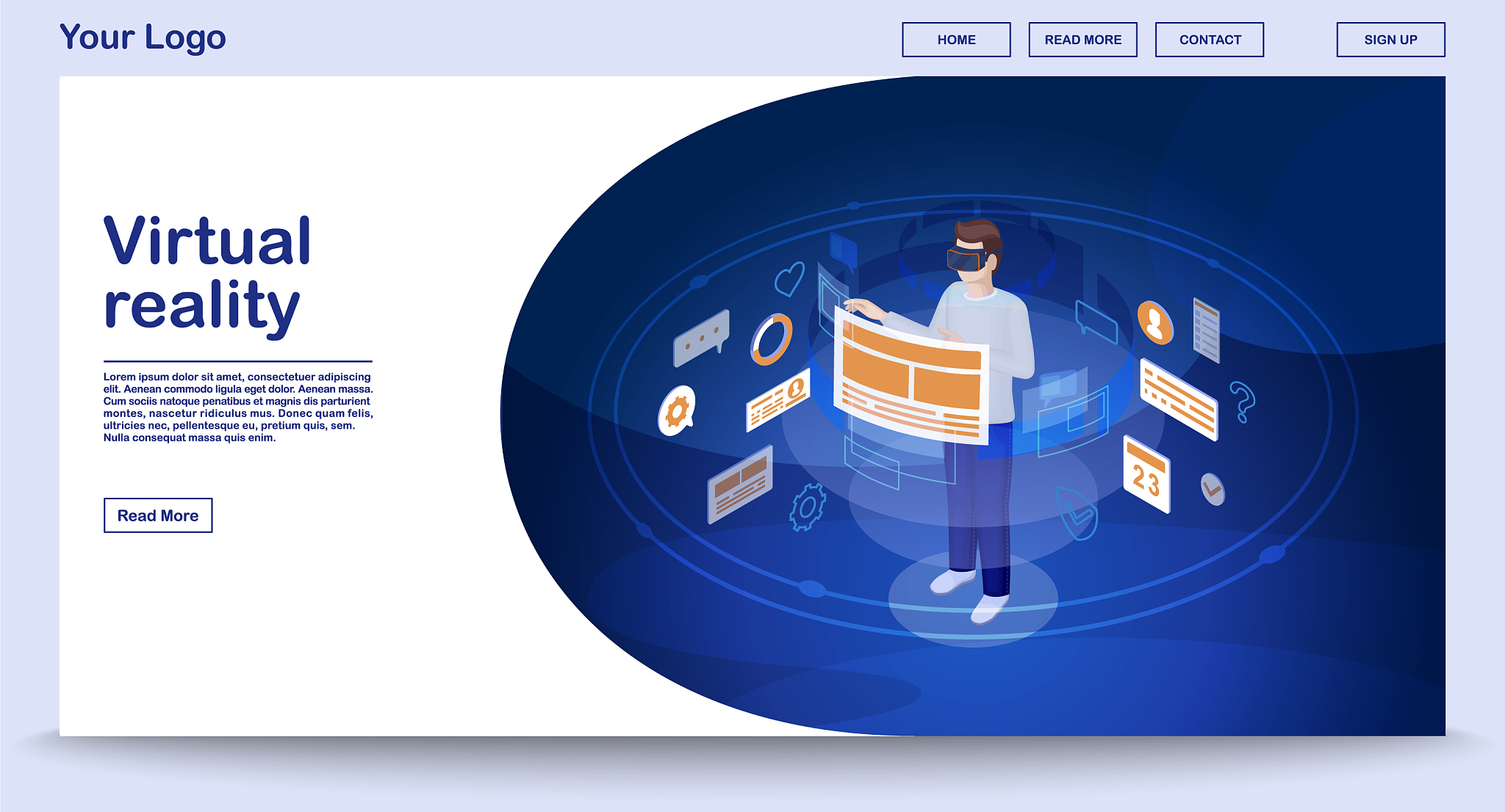 virtual reality ui webpage template