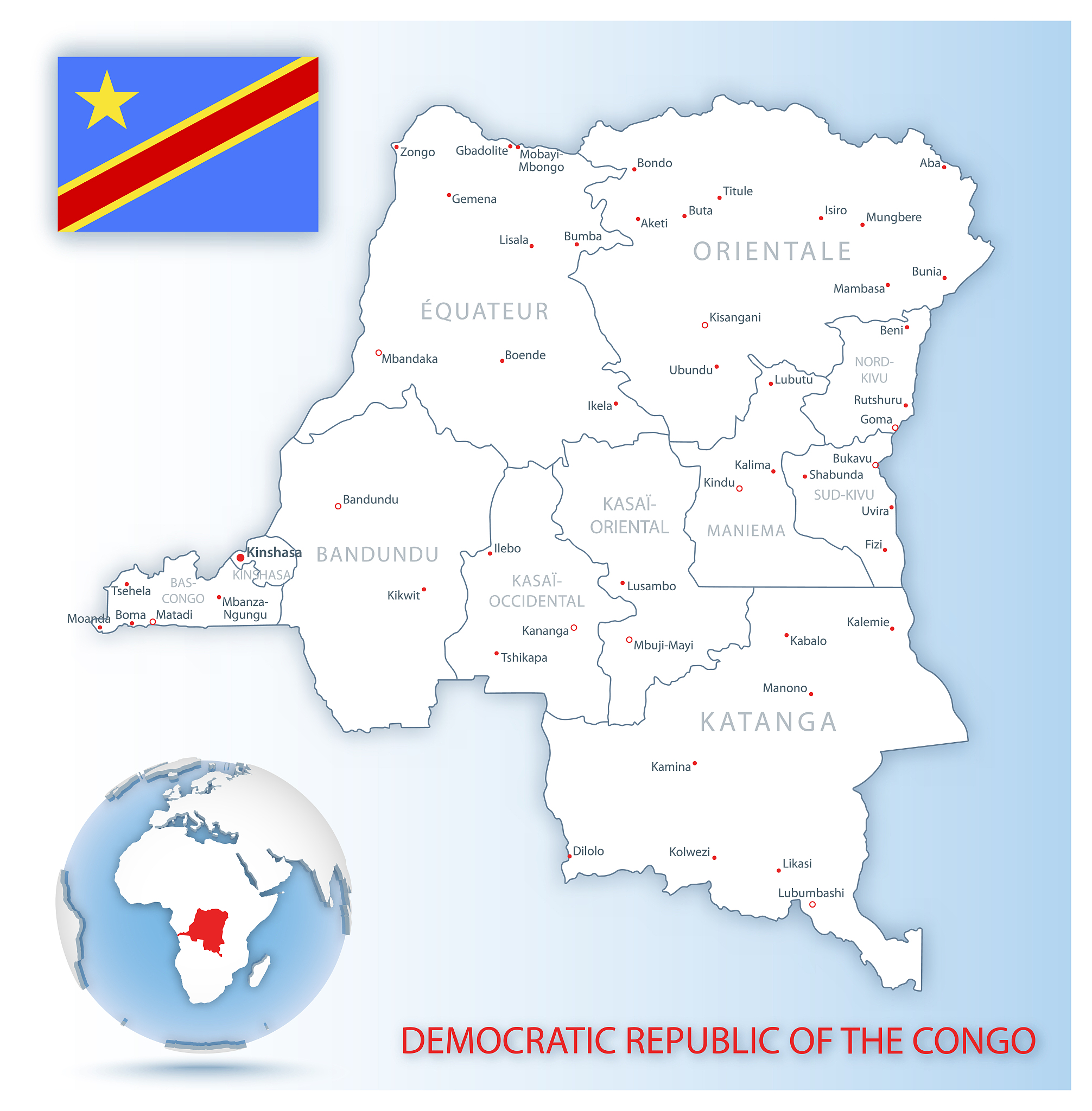 detailed map of democratic republic of the congo administrative 