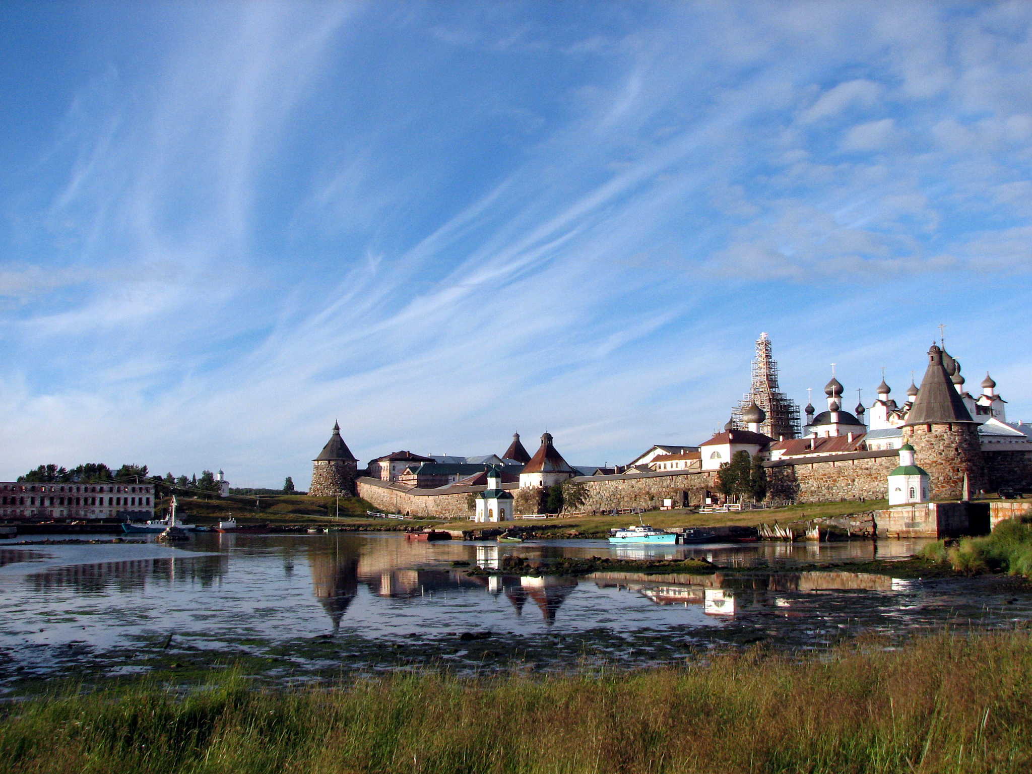 monastery on solovki and blue sky