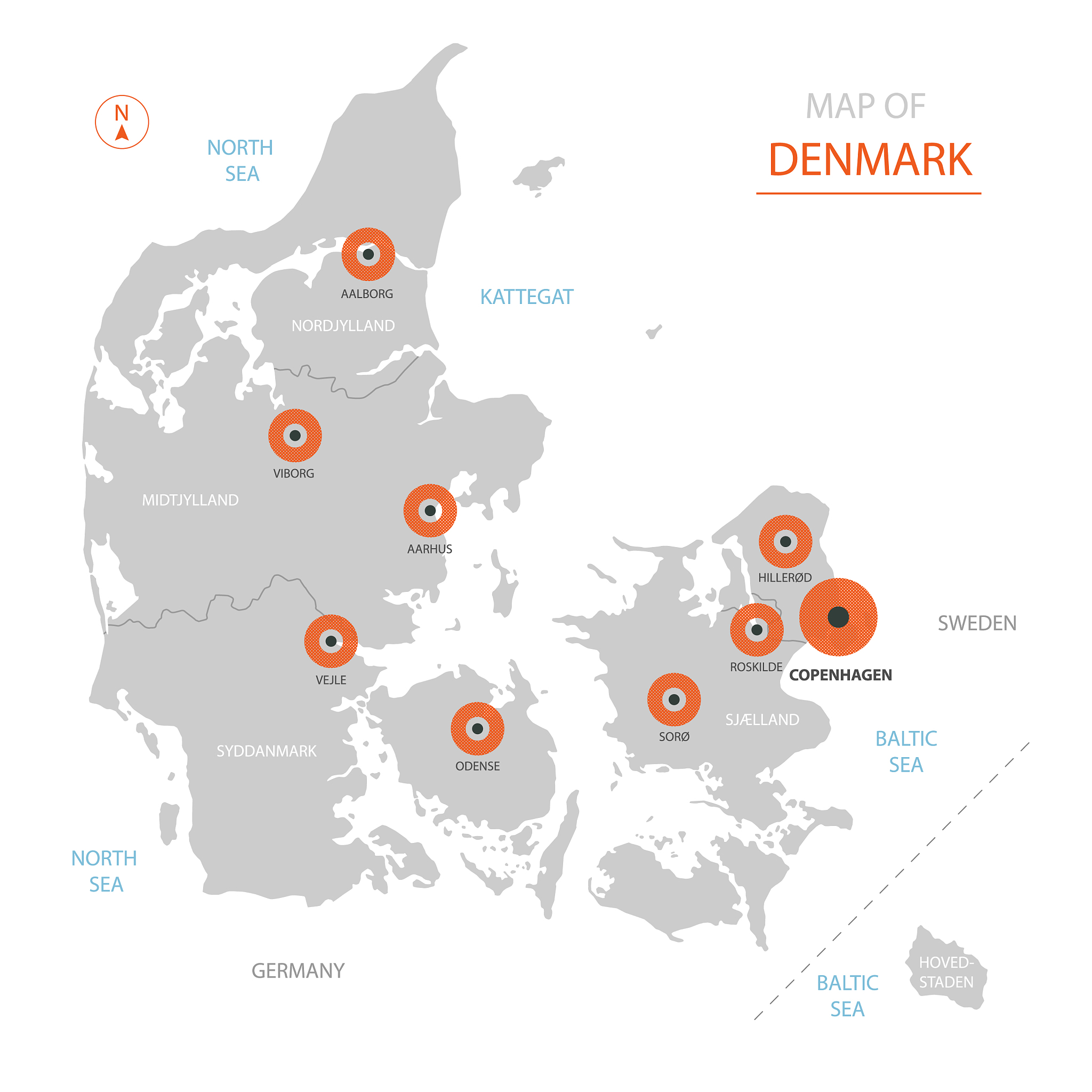 denmark map with administrative divisions