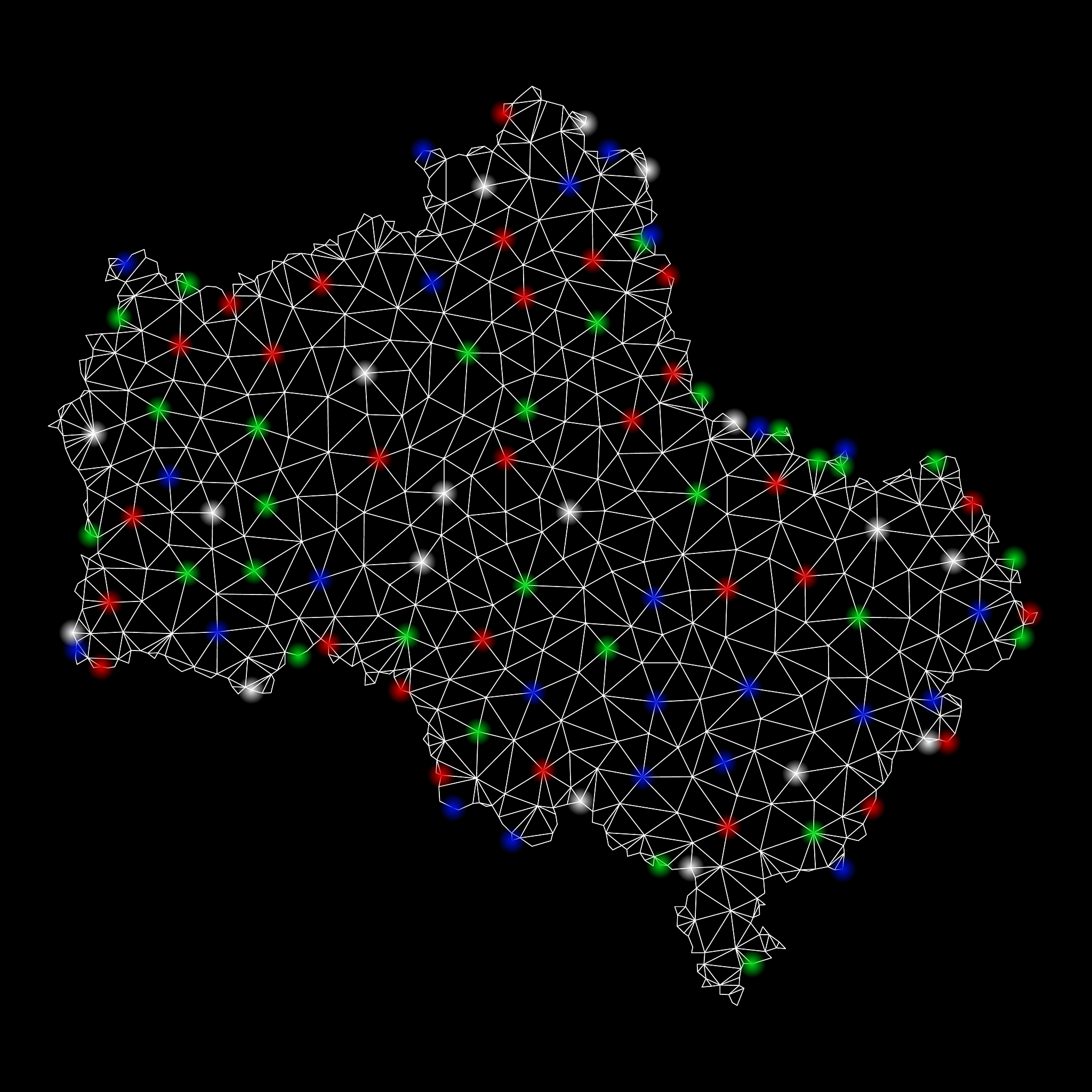 bright mesh carcass moscow oblast map with flare