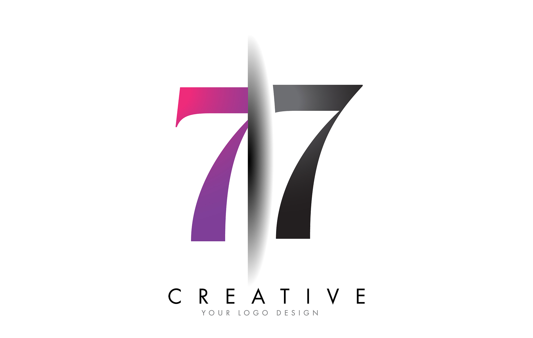77 7 7 grey and pink number logo with creative