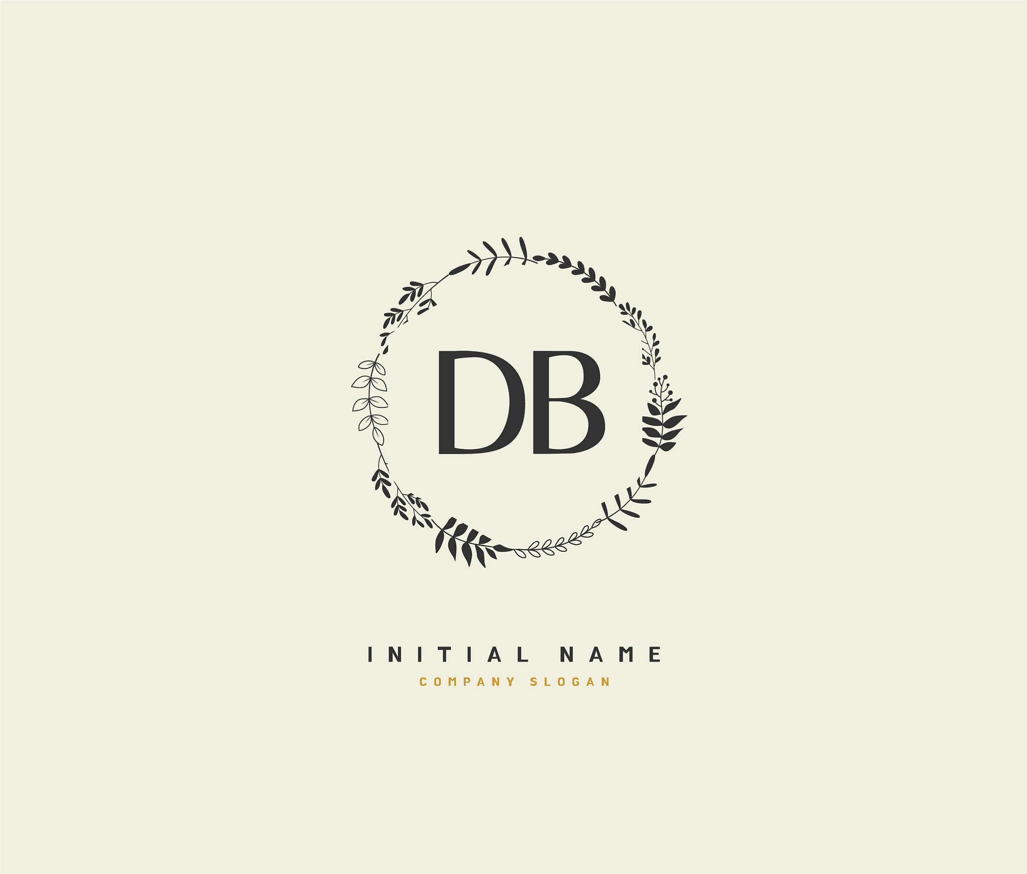 d b db beauty initial logo handwriting logo of