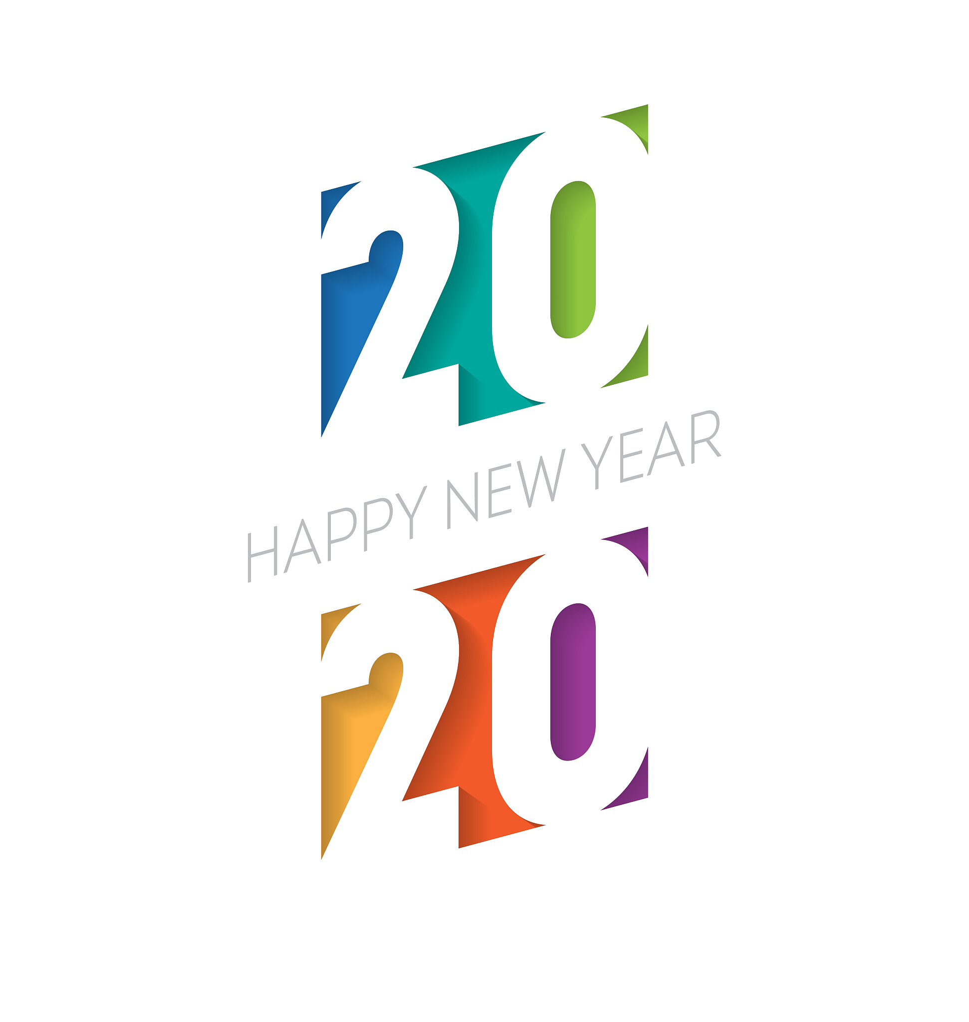happy new year 2020. vector brochure or calendar cover design te