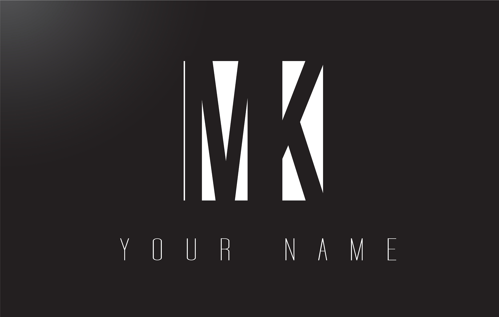 mk letter logo with black and white negative