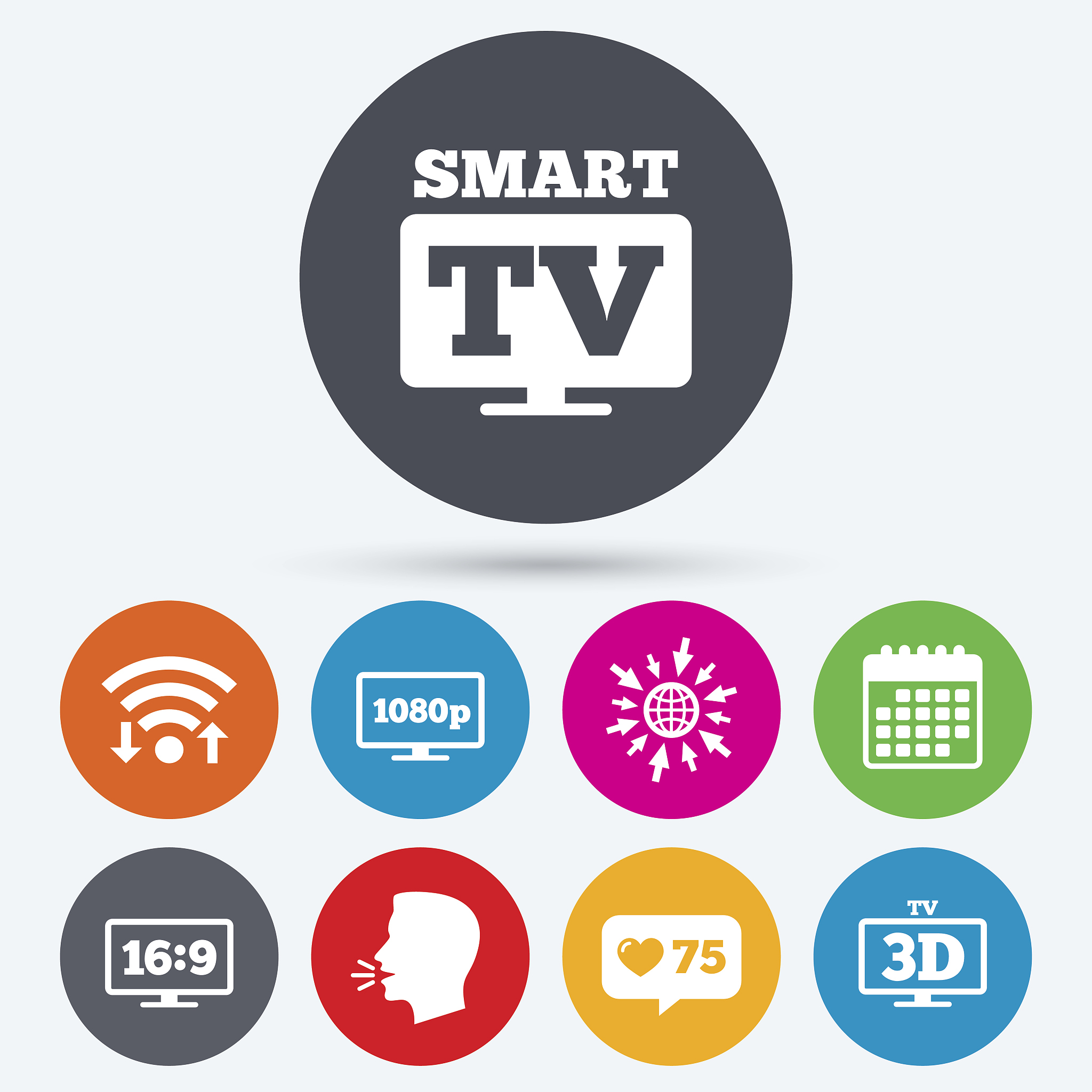 smart tv mode icon. 3d television symbol.