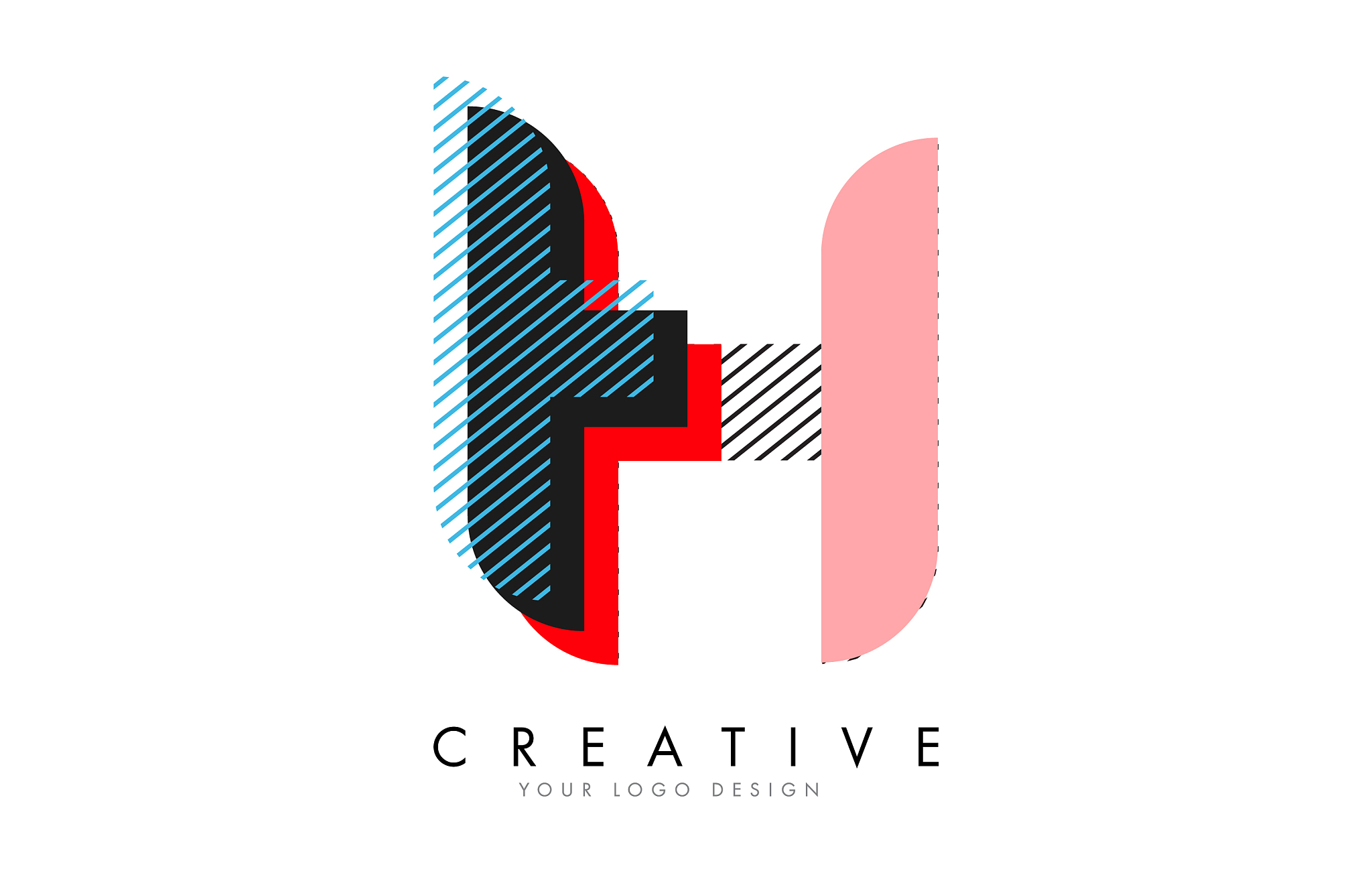 h letter with an abstract pop art logo design