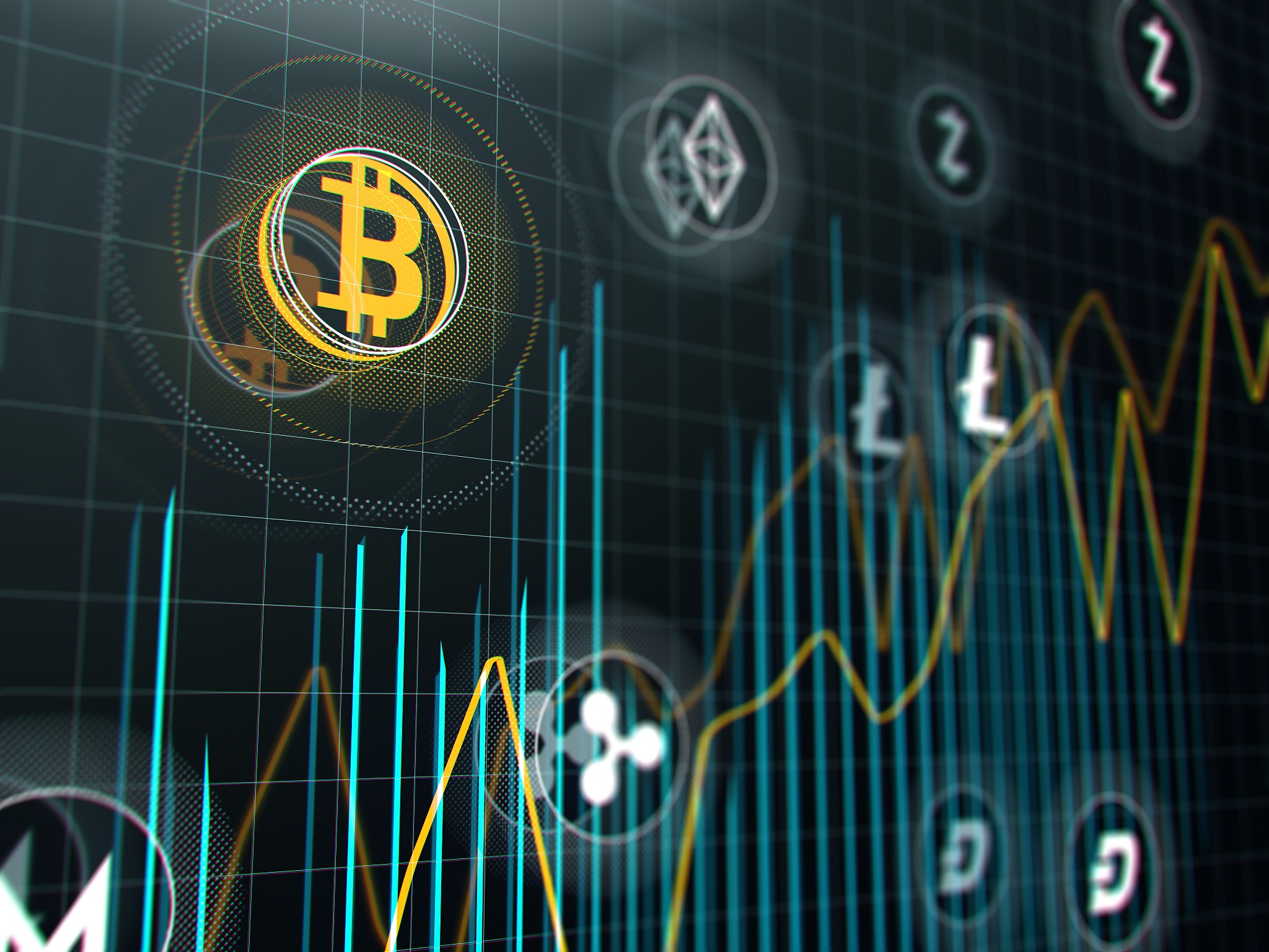 cryptocurrency stock market graph, illustration