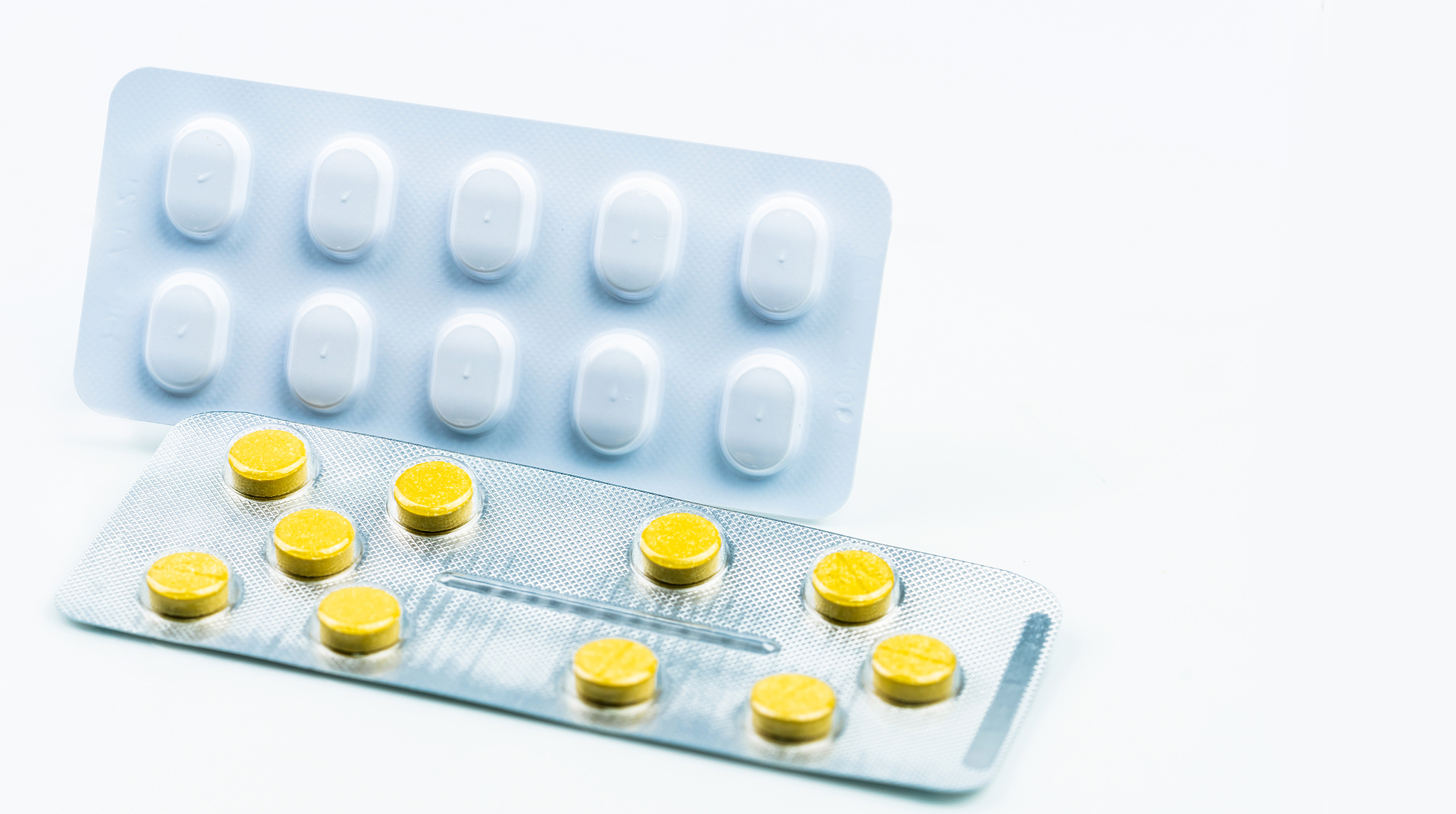 medicines on white background