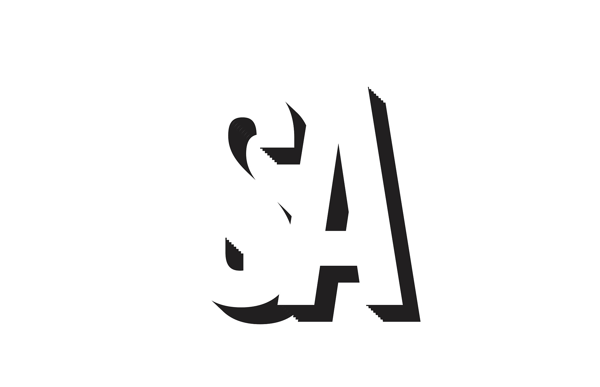 black and white sa s a alphabet letter logo combination icon des