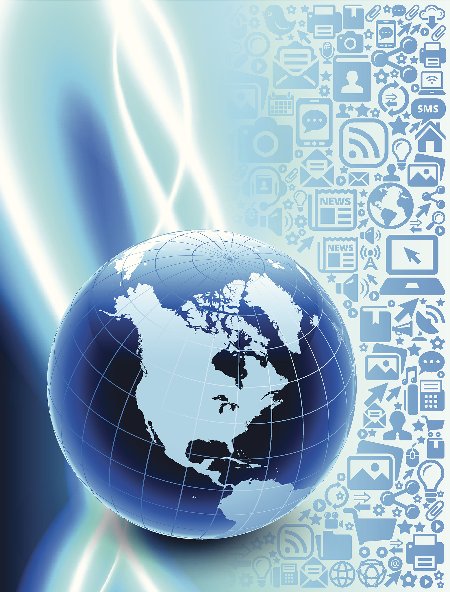 world map globe on modern technology & communication